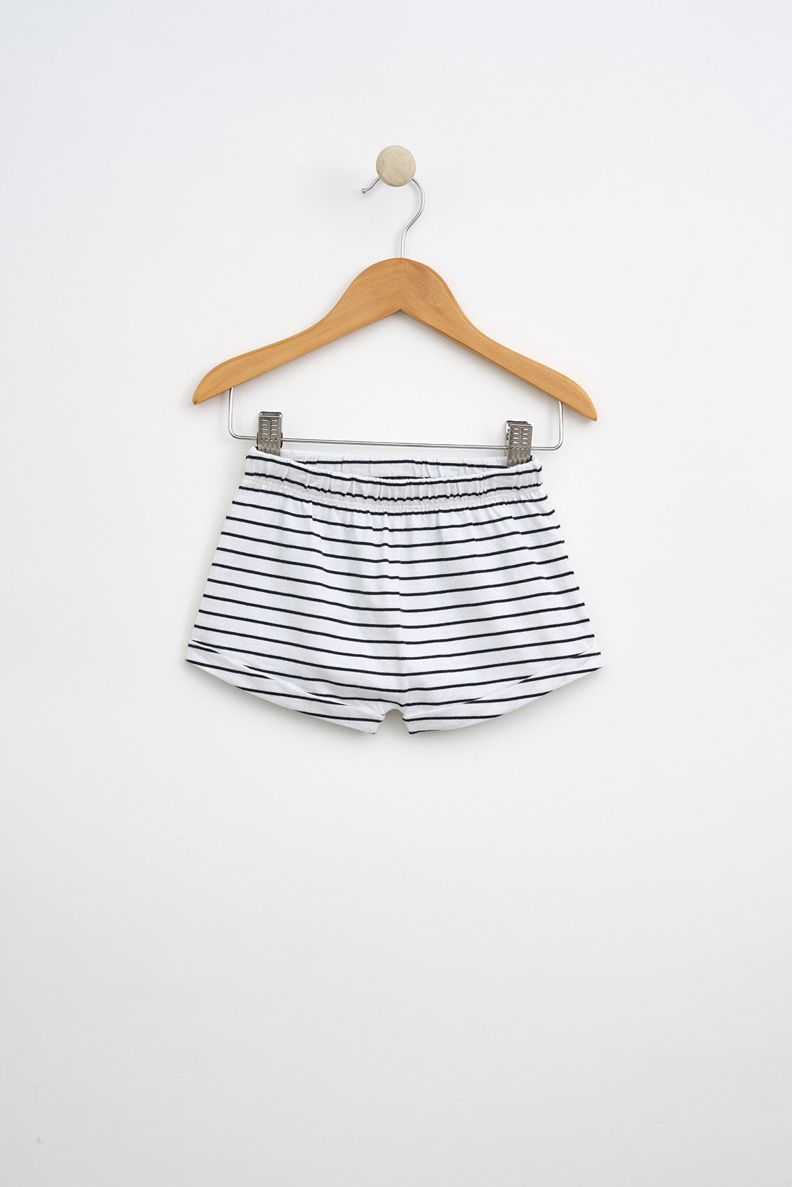 navy white striped baby shorts