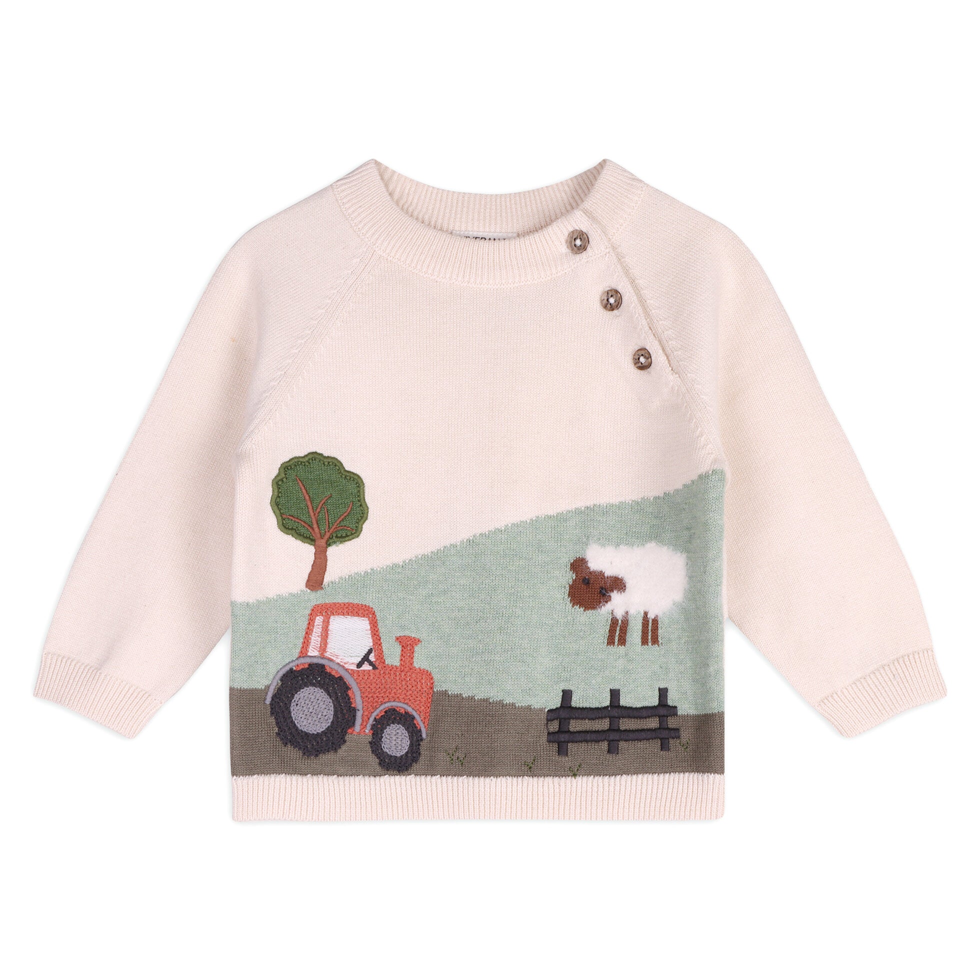 organic cotton farm sweater for babies
