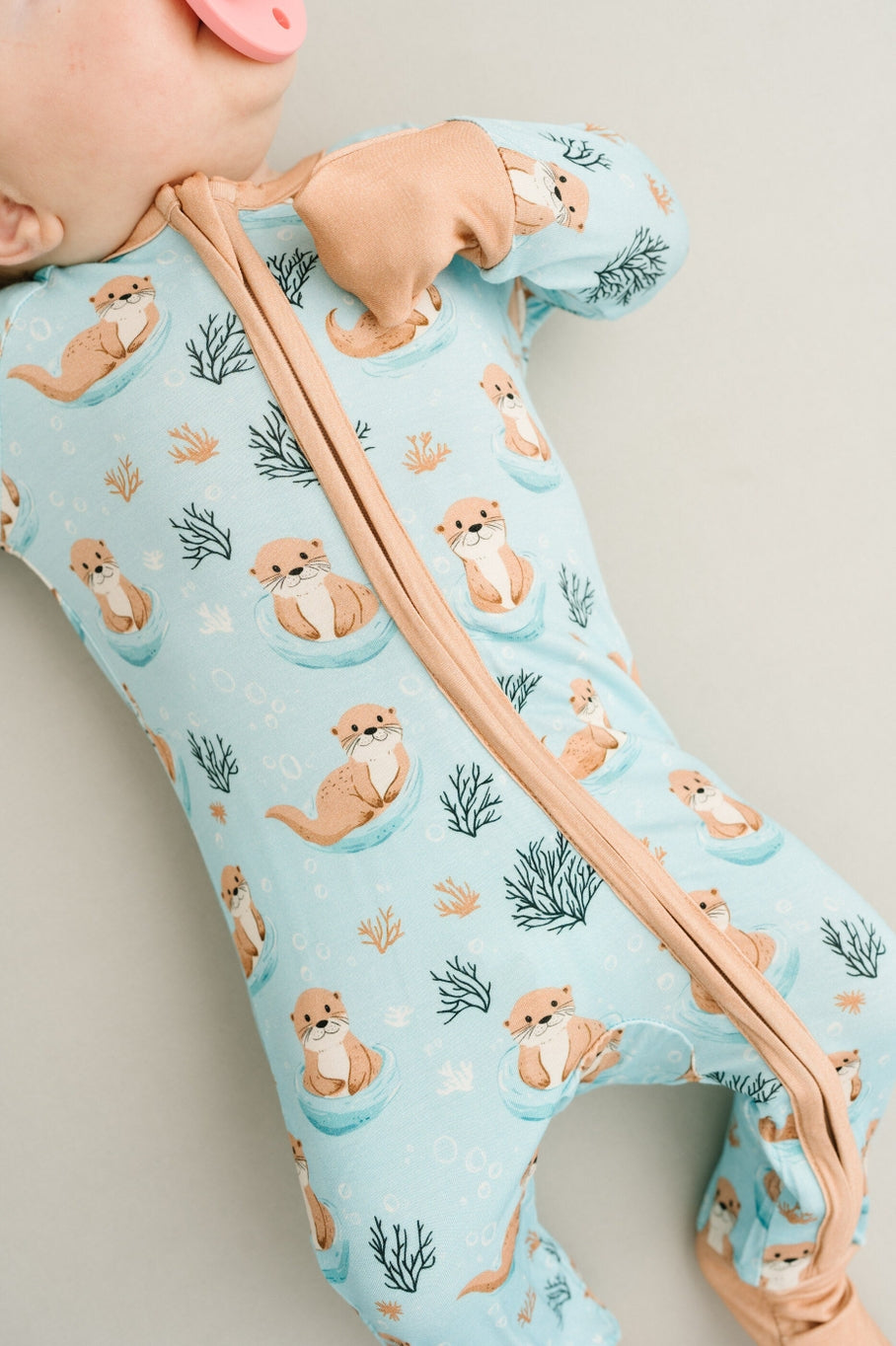 otters baby blue onsie