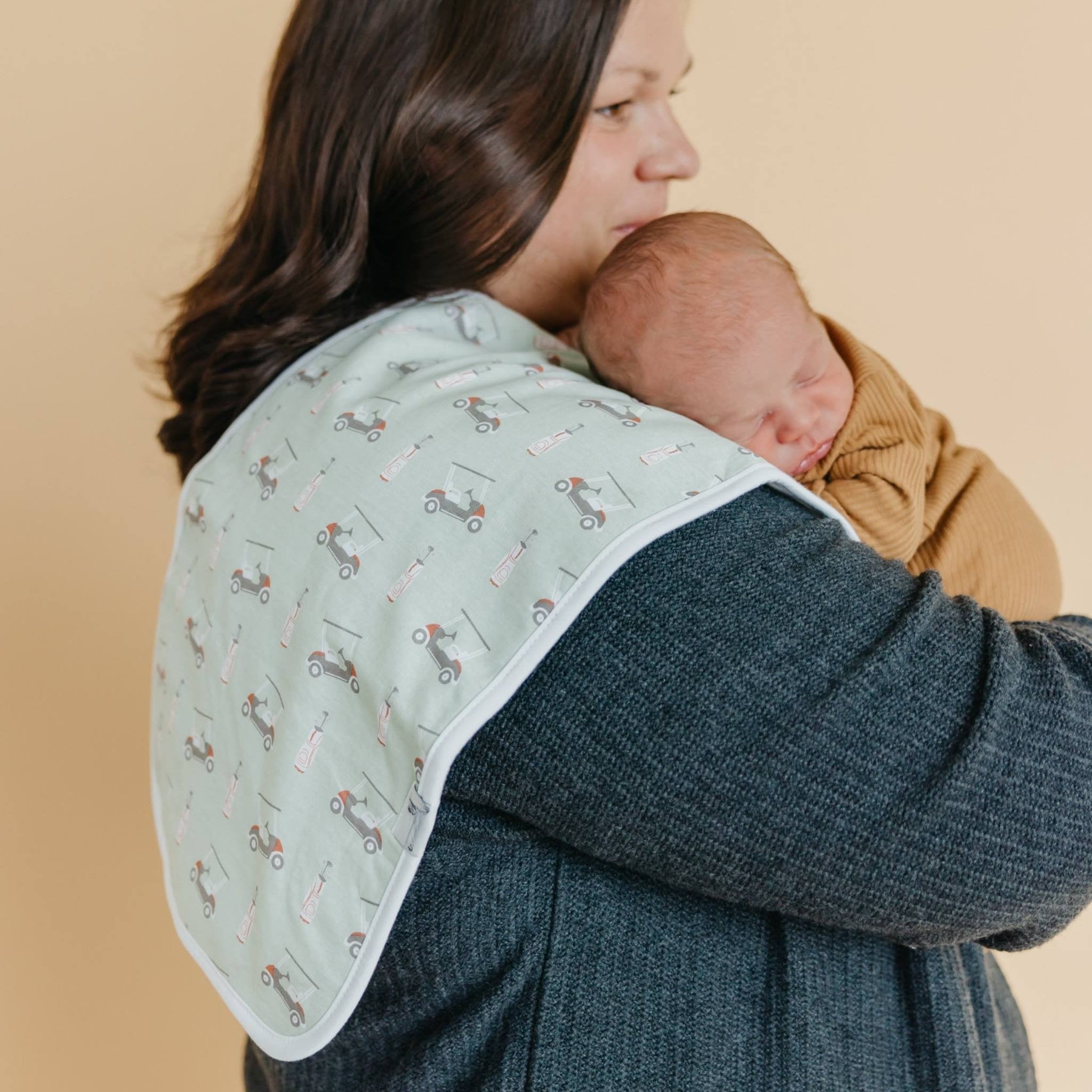 oversized burp cloth with golf carts
