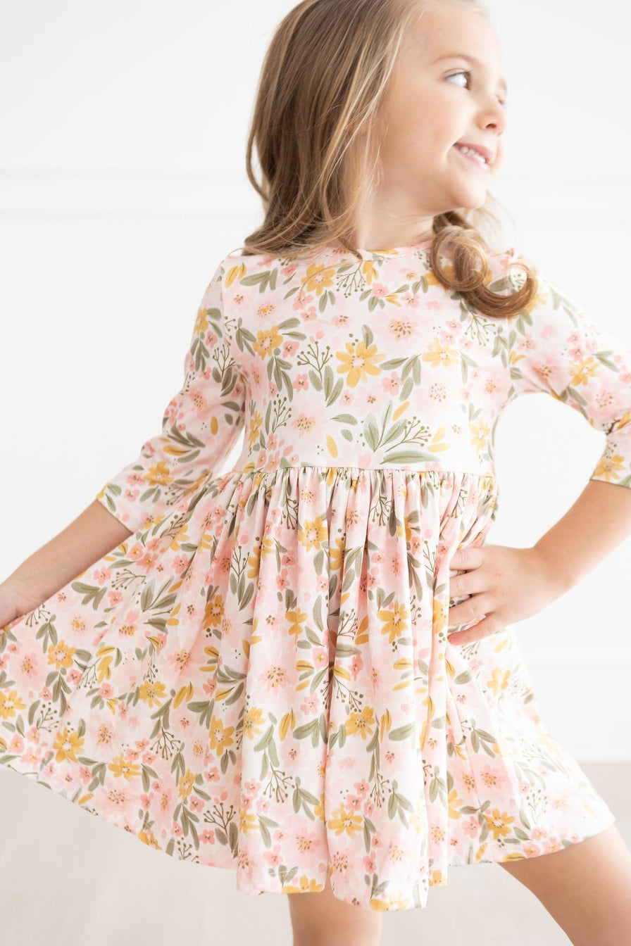peach floral twirl dress