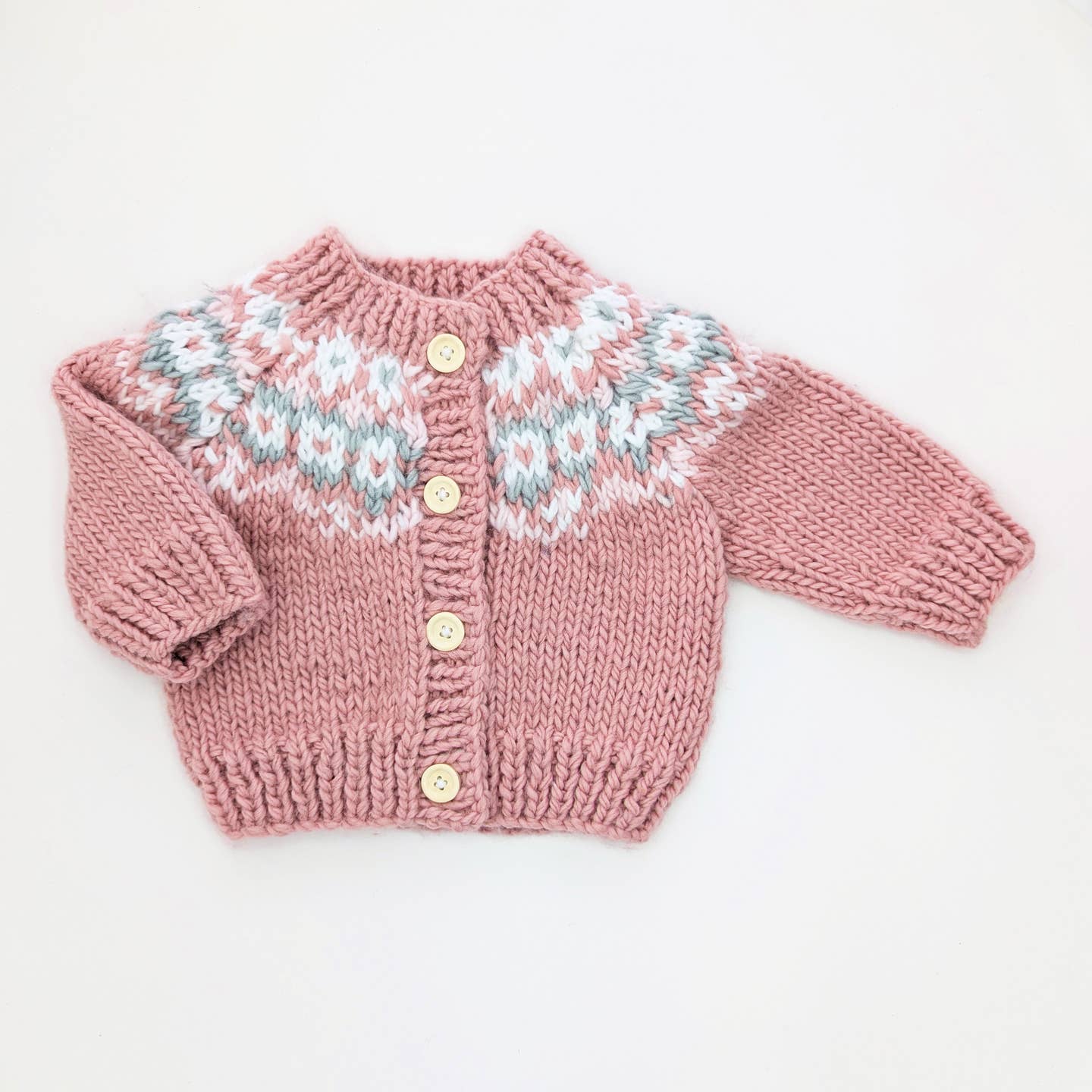 pink fairisle cardigan