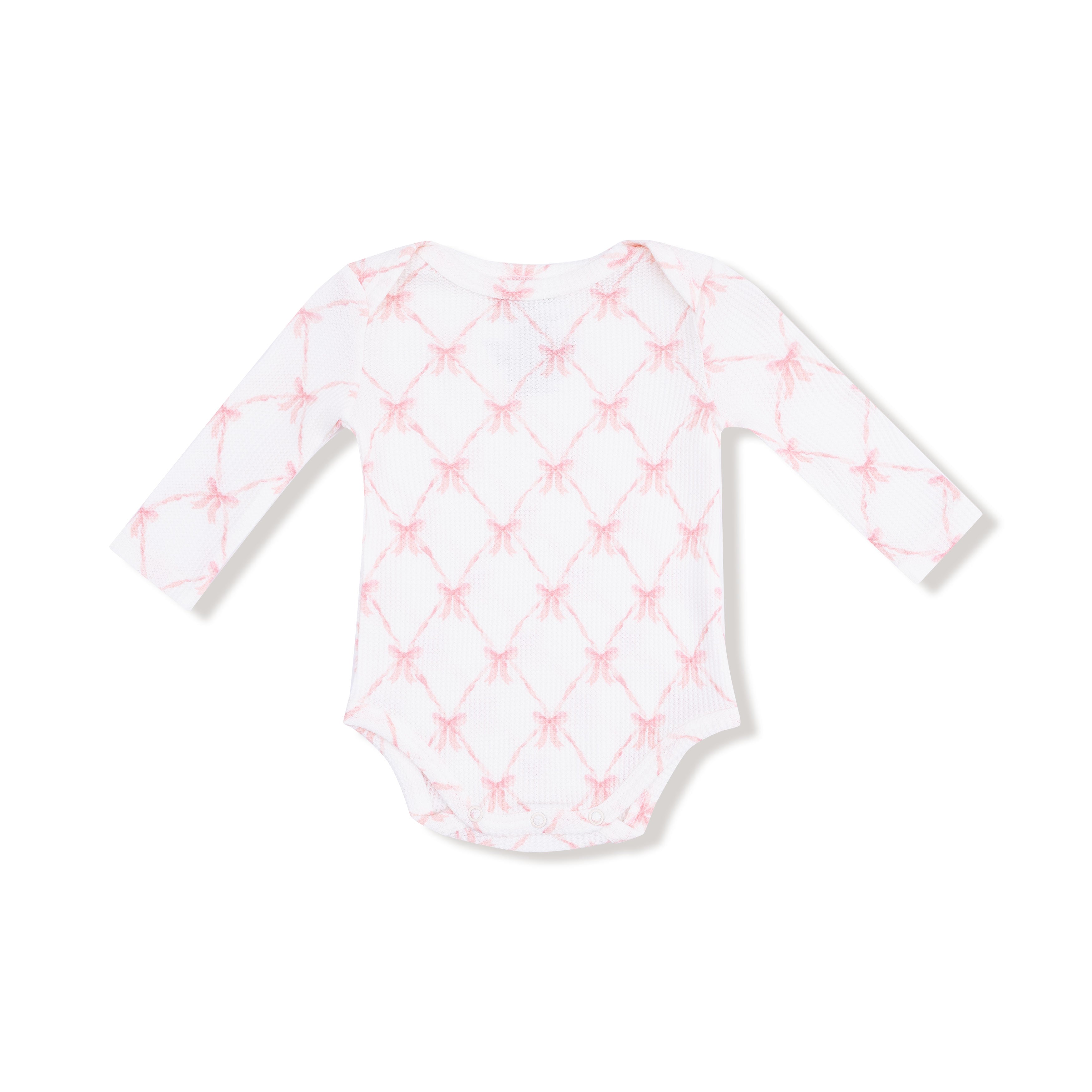 pink ribbon long sleeve onesie 1