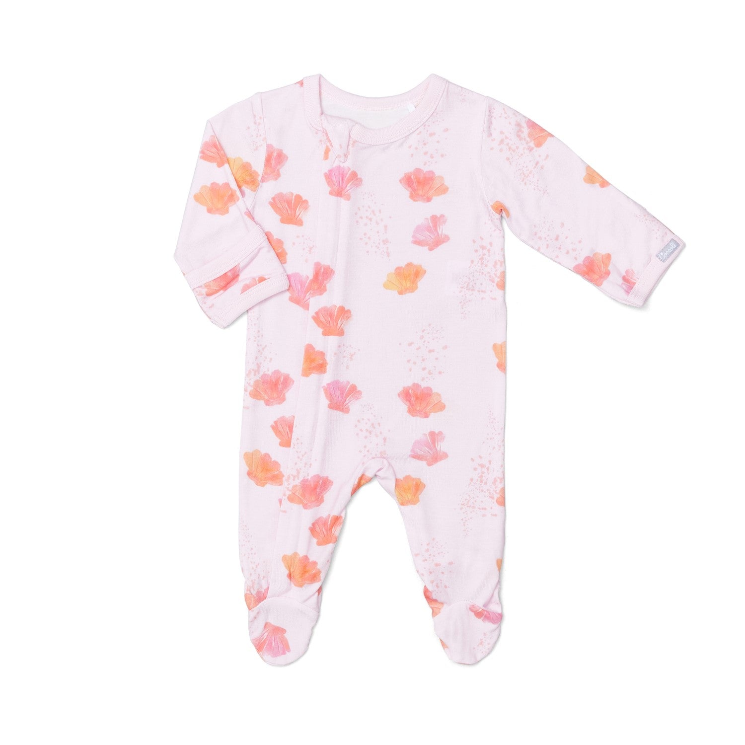 pink seashells footie