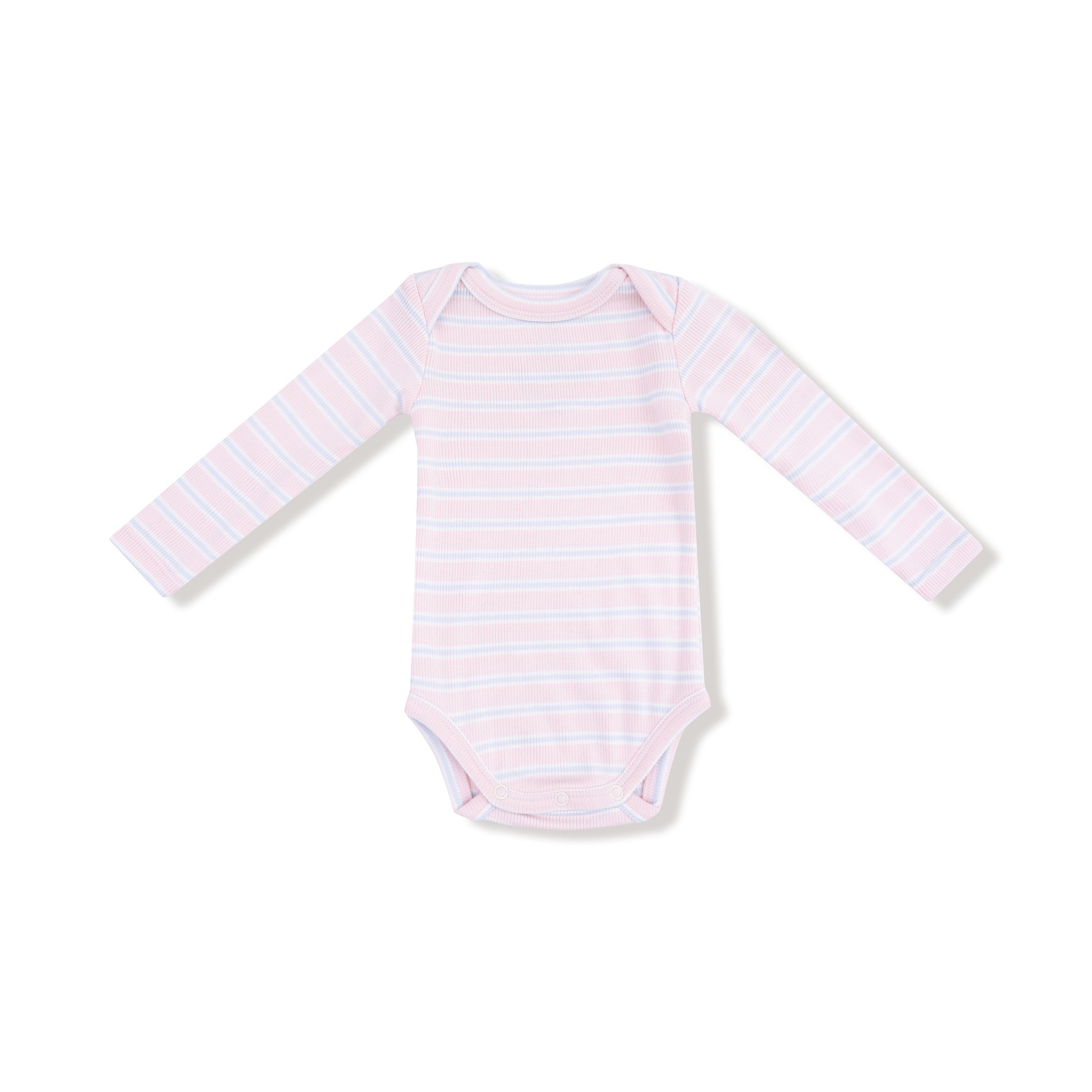 pink striped long sleeve onesie