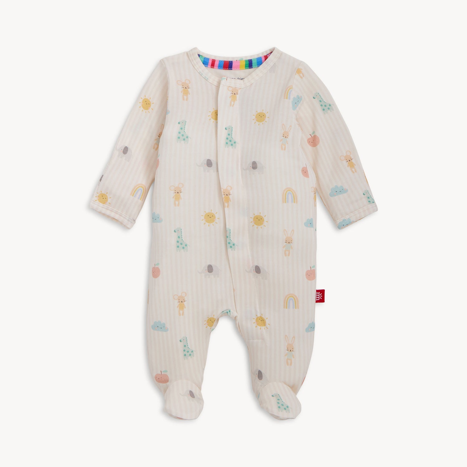 pink striped lullaby magnetic footie 1