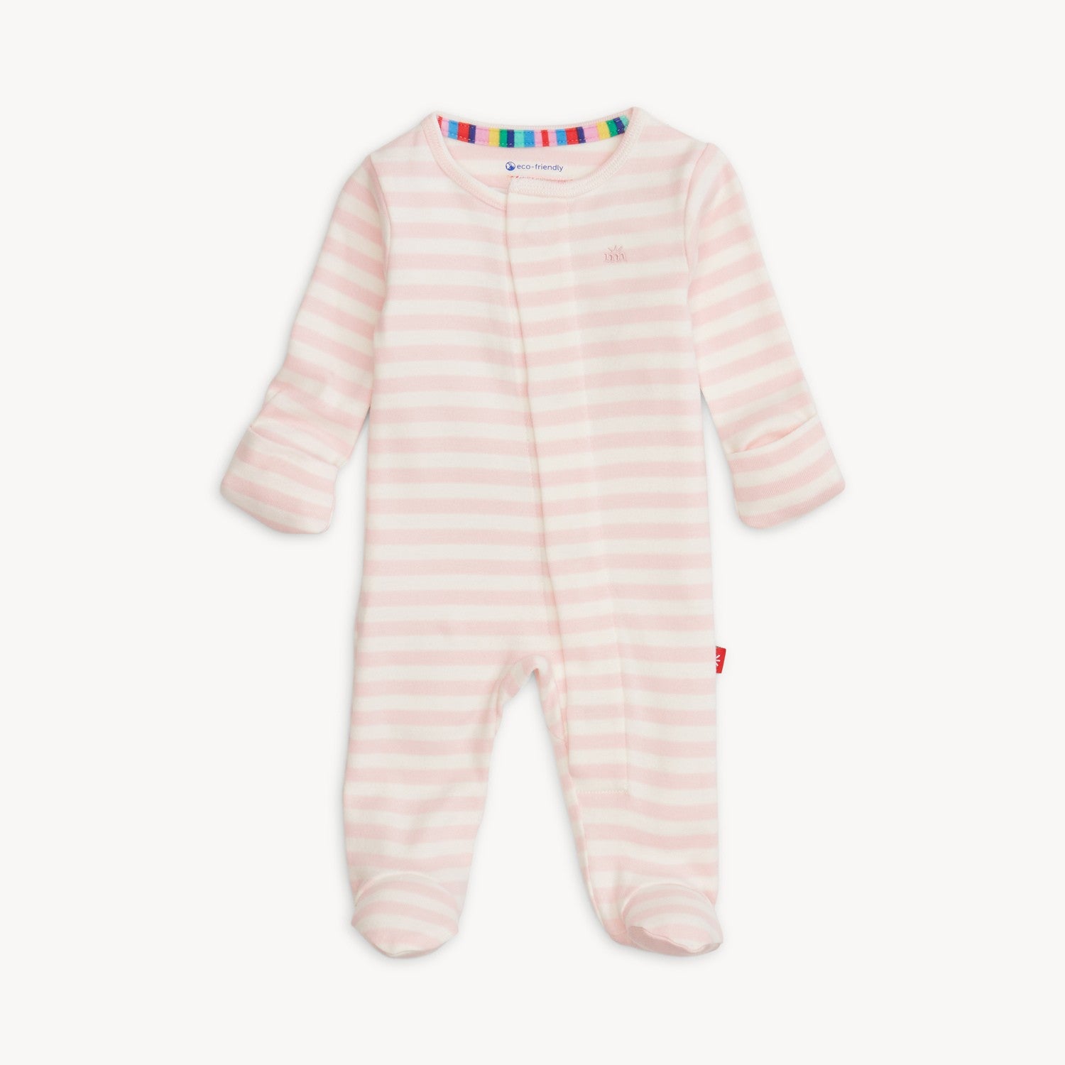 pink striped cotton footed pajama