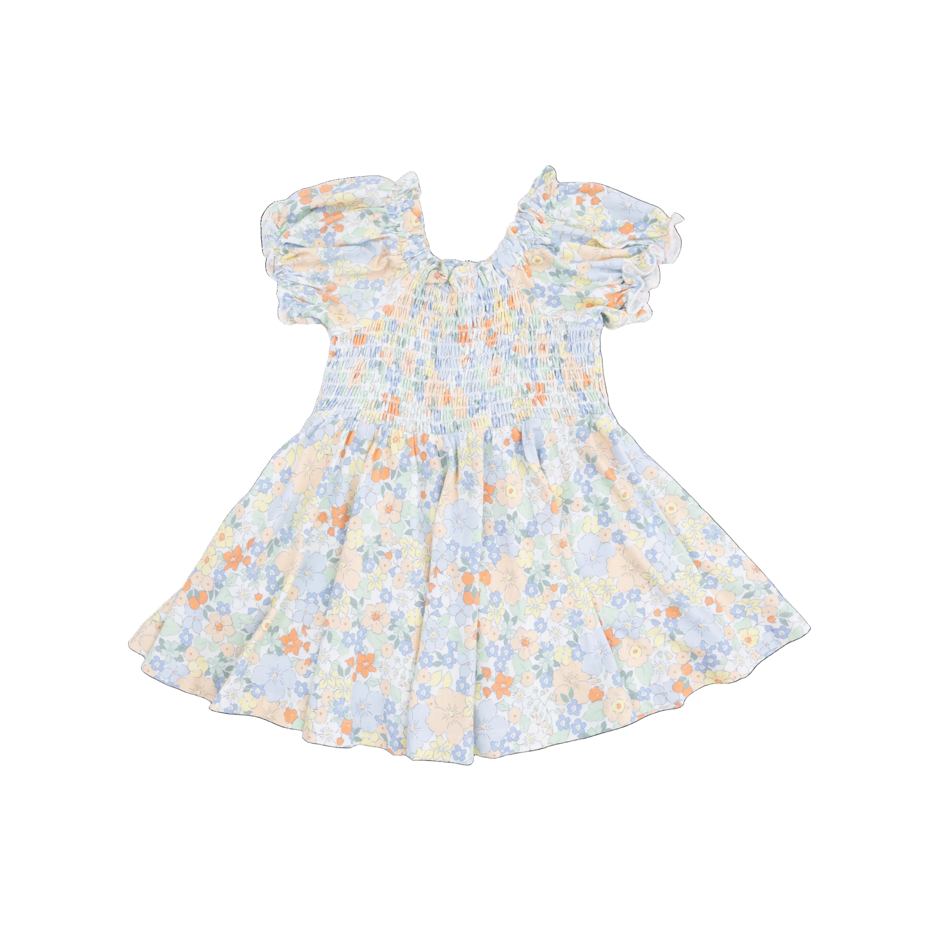 puff sleeve spring floral toddler girl dress