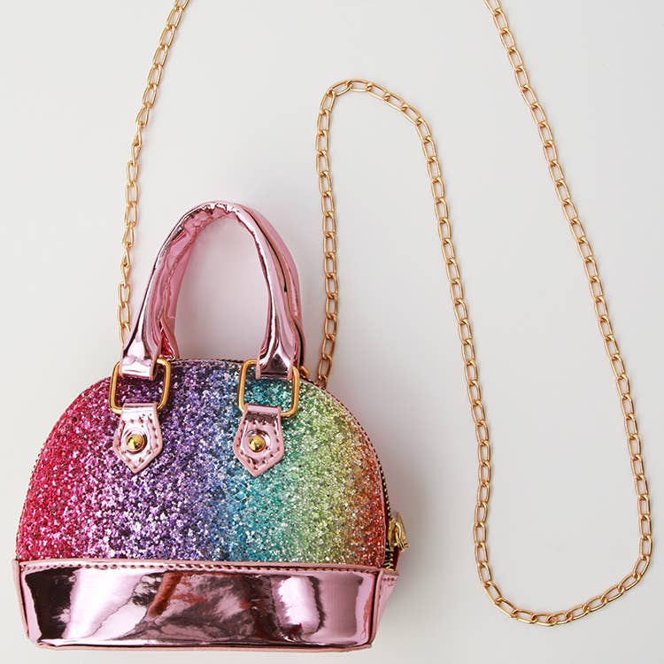 rainbow glitter mini bag