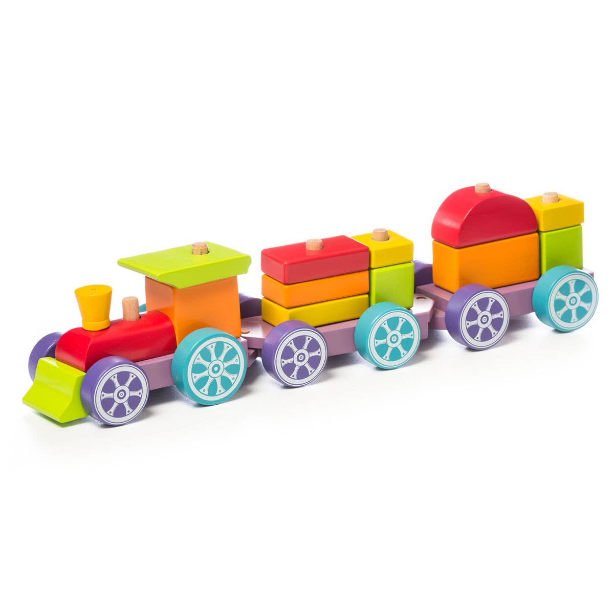 rainbow wooden stacking train toy