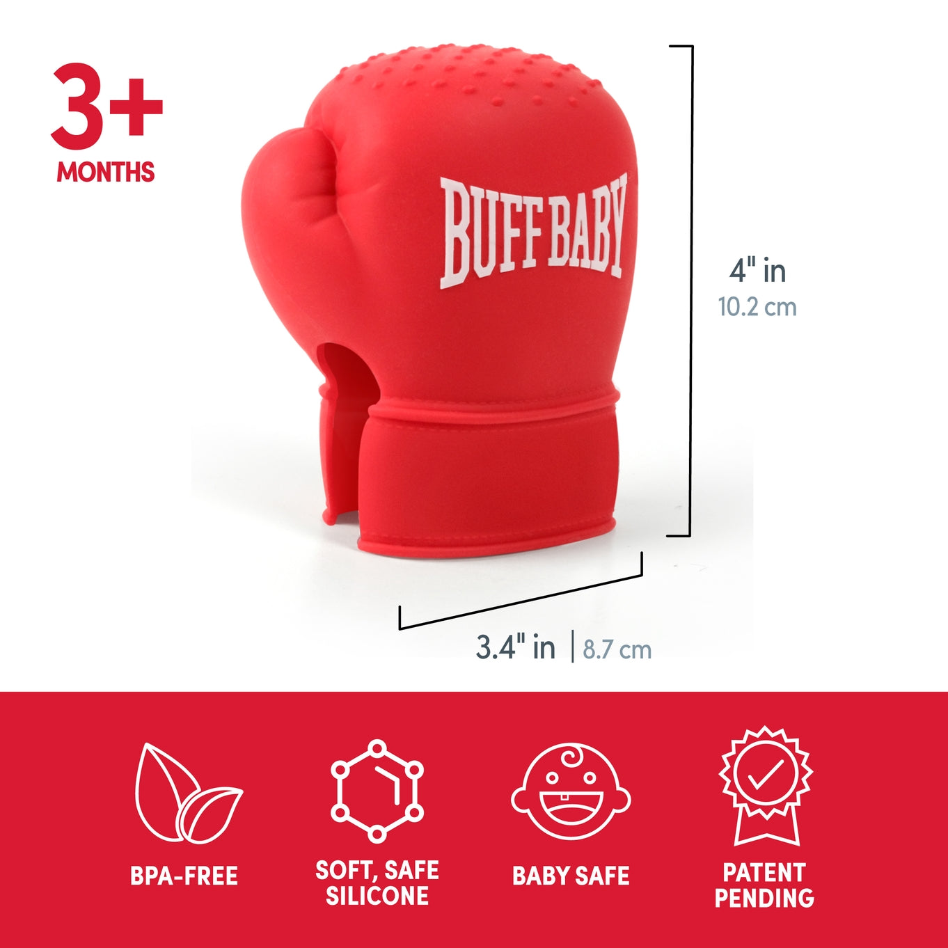 red boxing glove teether details
