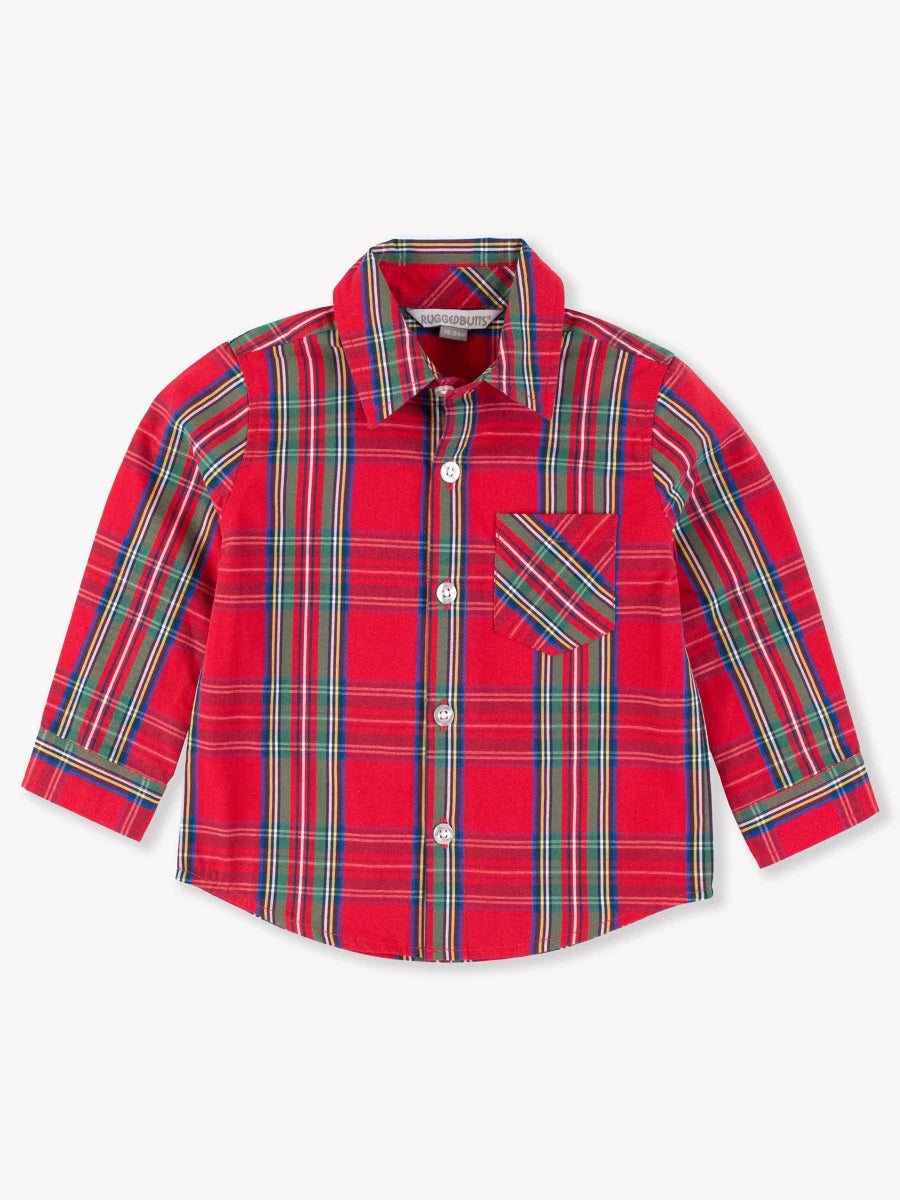 red plaid toddler boy flannel top