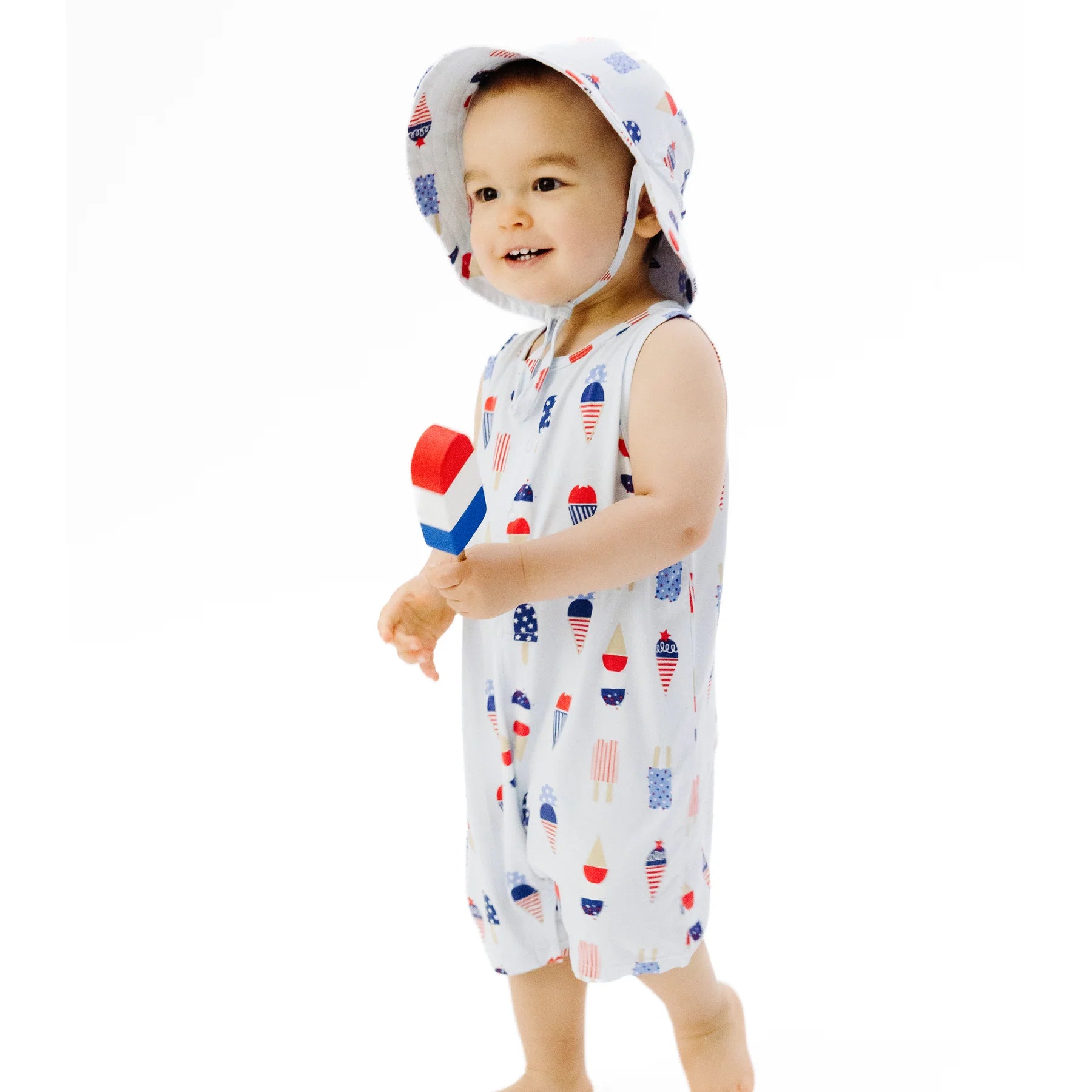 red white and blue shortie baby romper