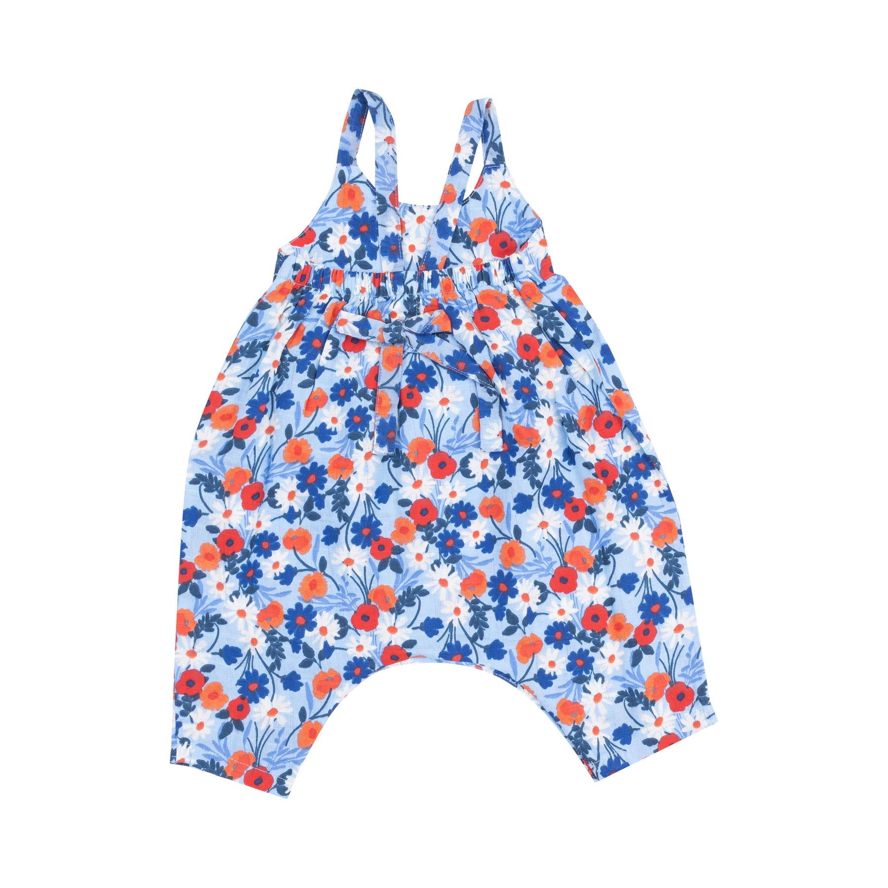 red white blue poppy romper back