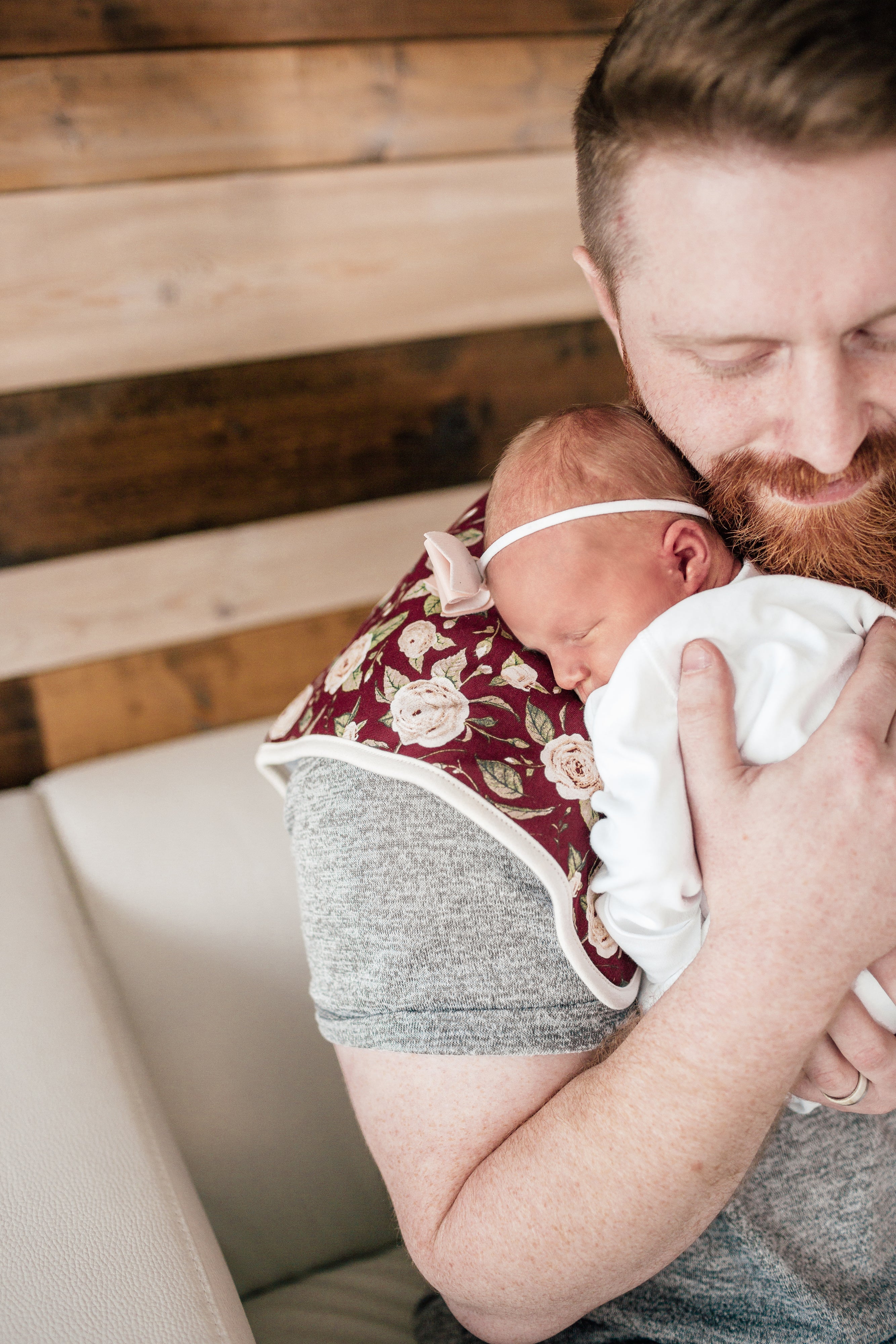 red floral burp cloth