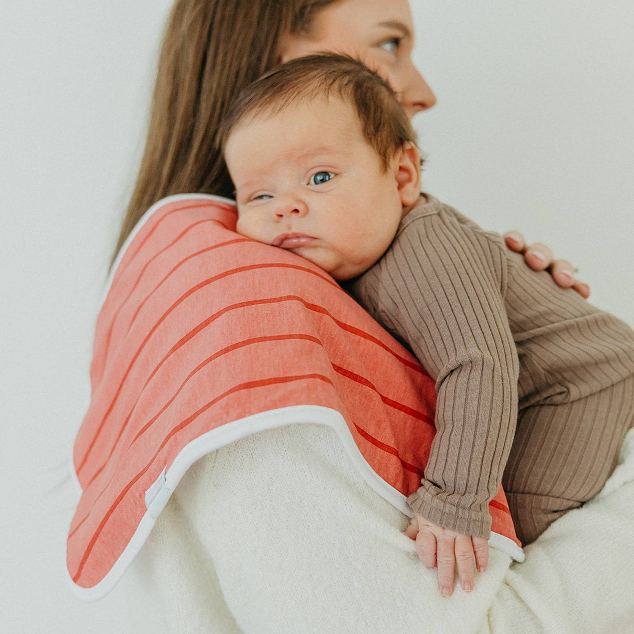 red striped burp cloth
