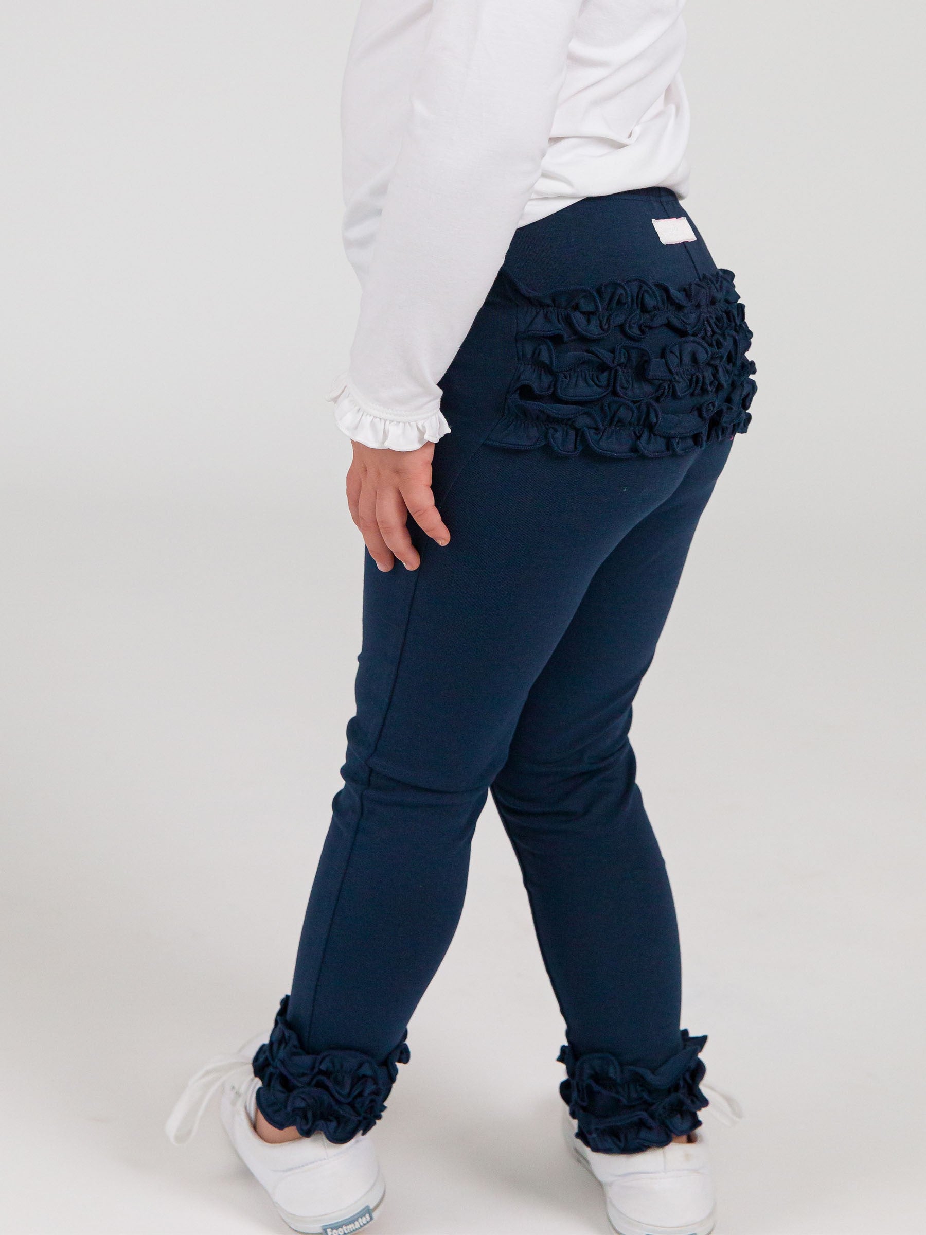 ruffle butt and ankle navy blue leggings