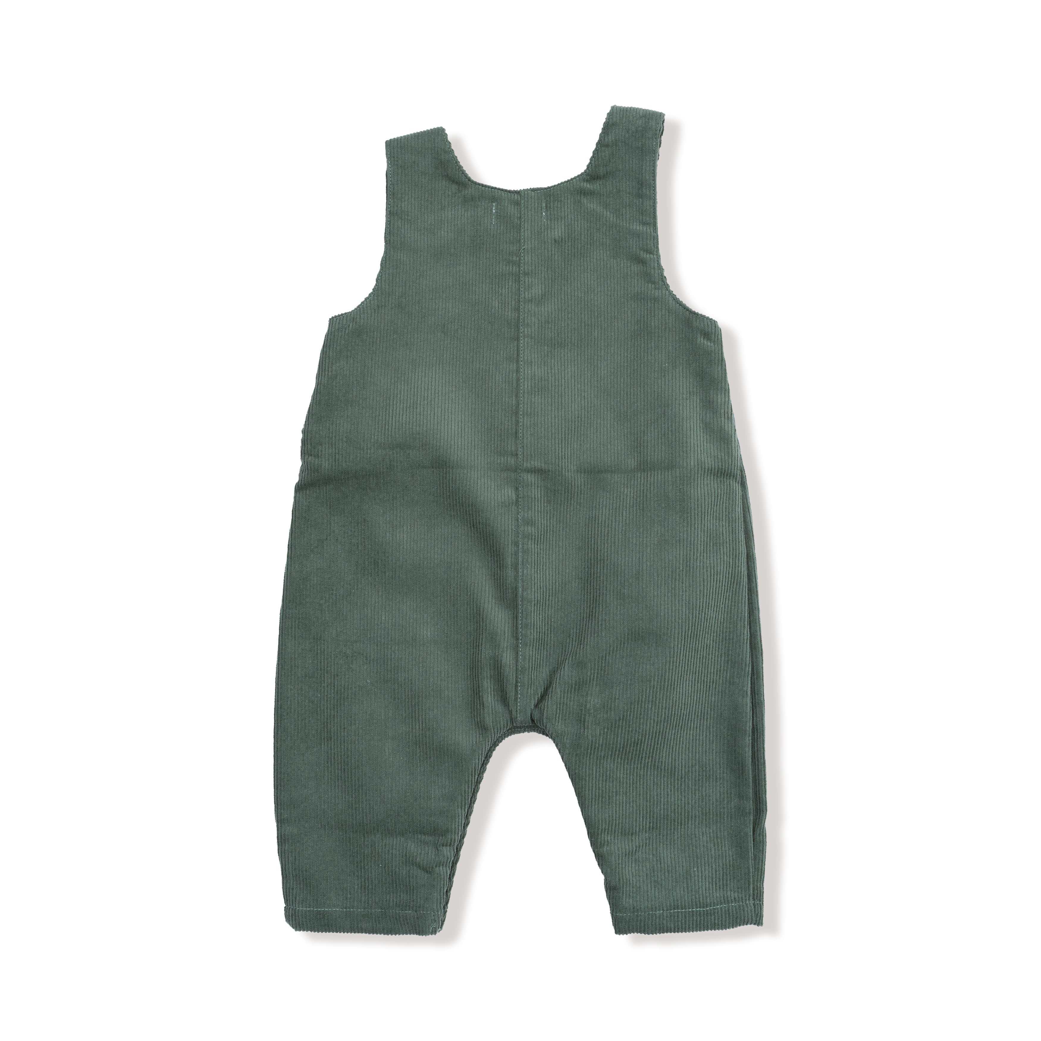 soft corduroy overalls in dark green for baby
