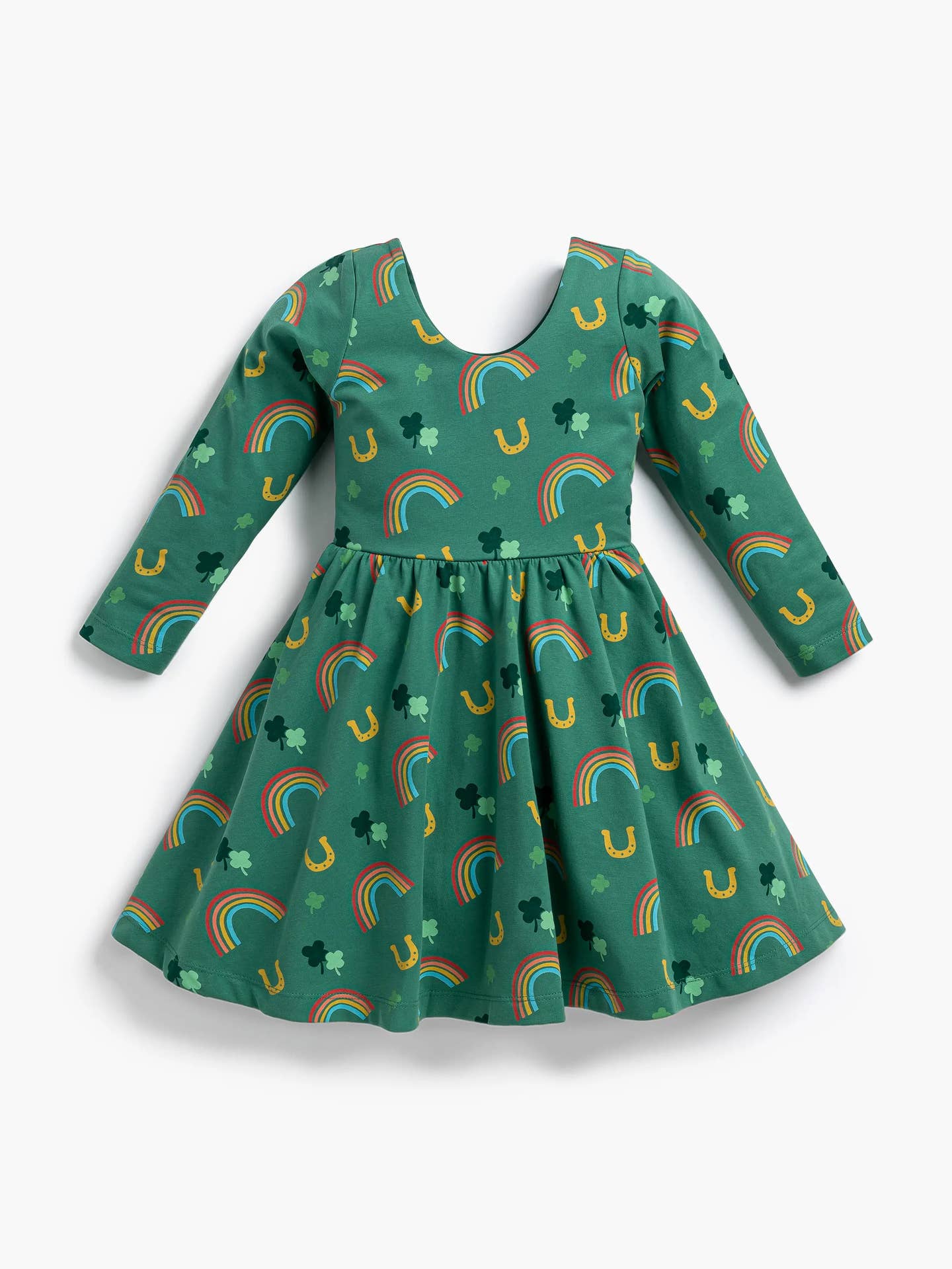 green dresses for st patrick's day St. Patrick's Day Long Sleeve Rainbow Twirl Dress 3T