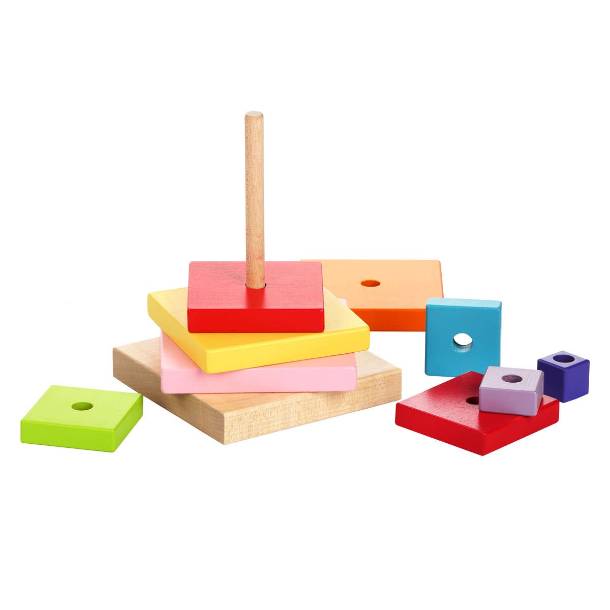 stacking pyramid with rainbow blocks
