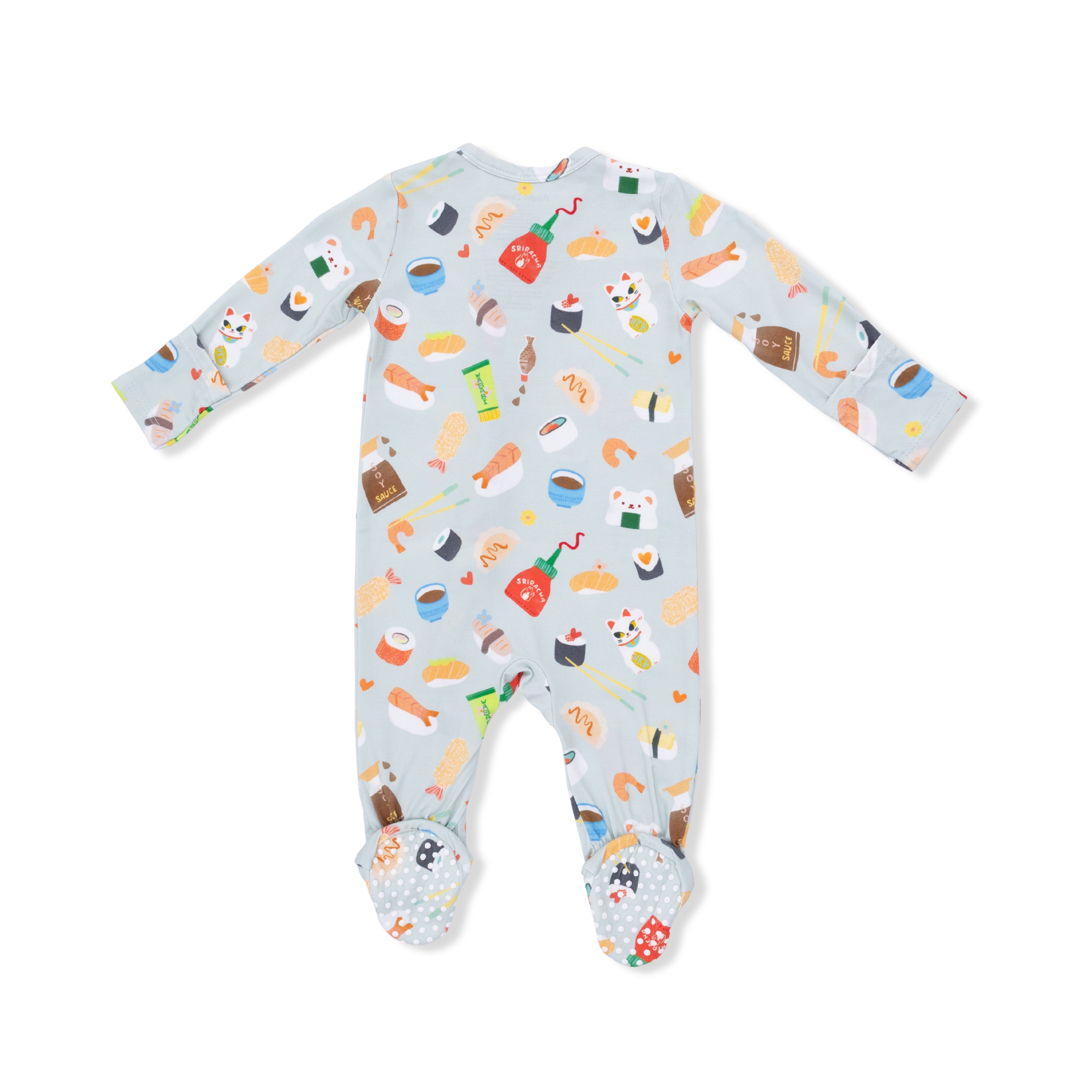 sushi night gender neutral footed pajama