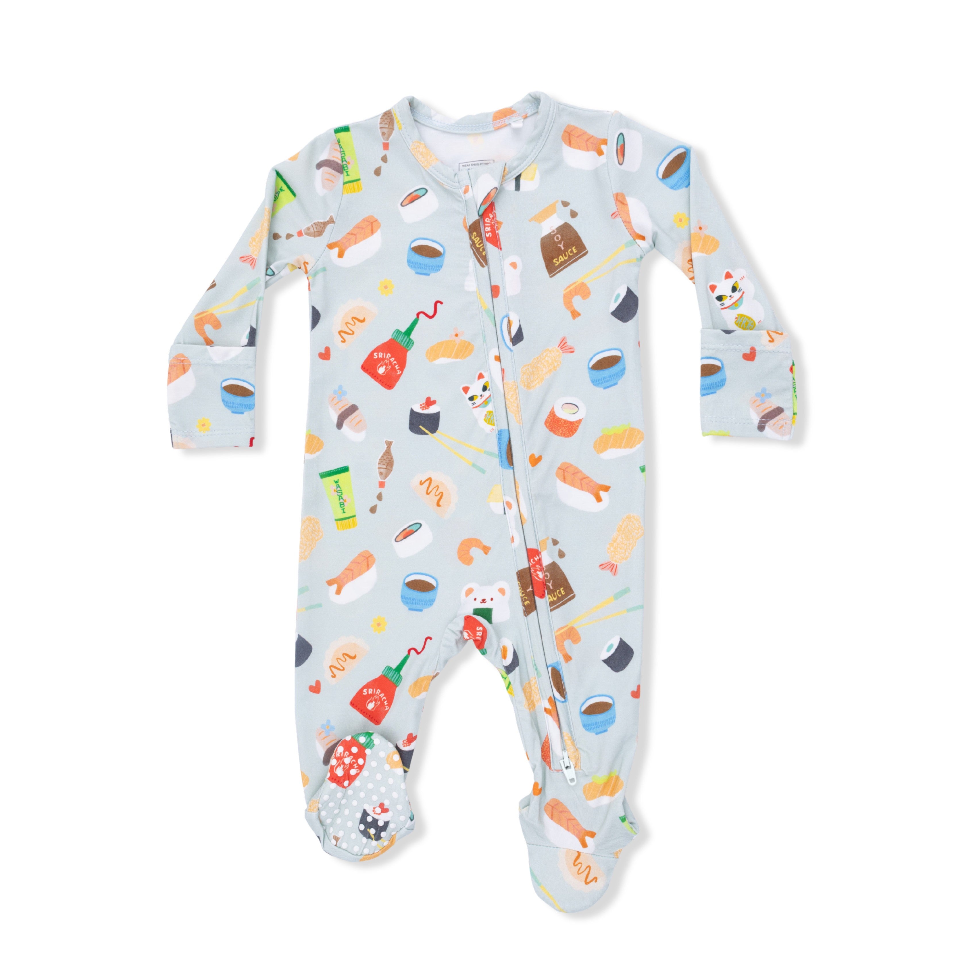 sushi print 2 way zipper footed pajama