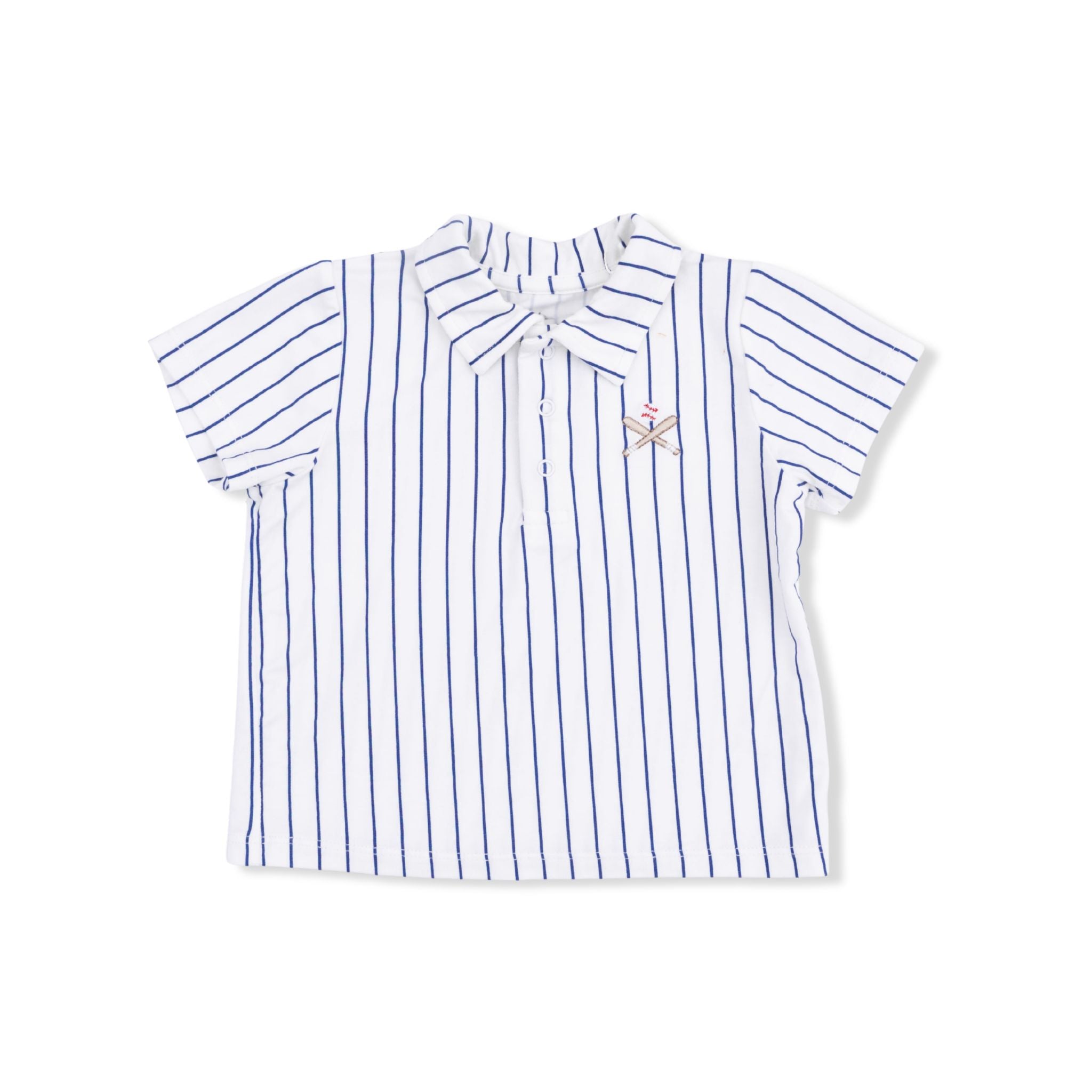toddler boys striped polo with embroidered baseball detail