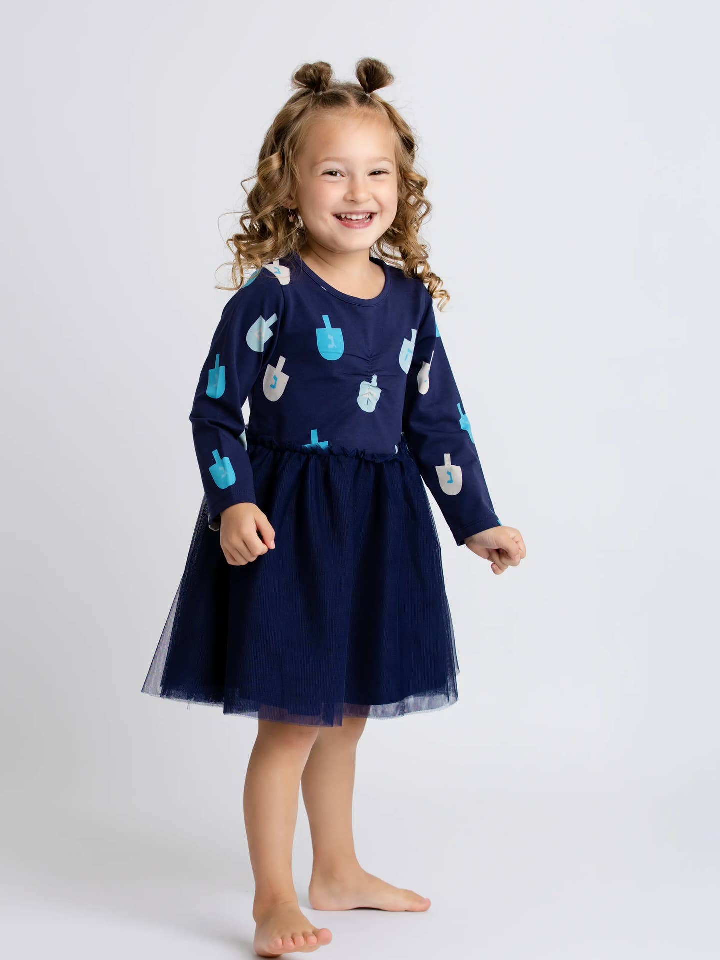 toddler girl Hanukkah dress with dreidels