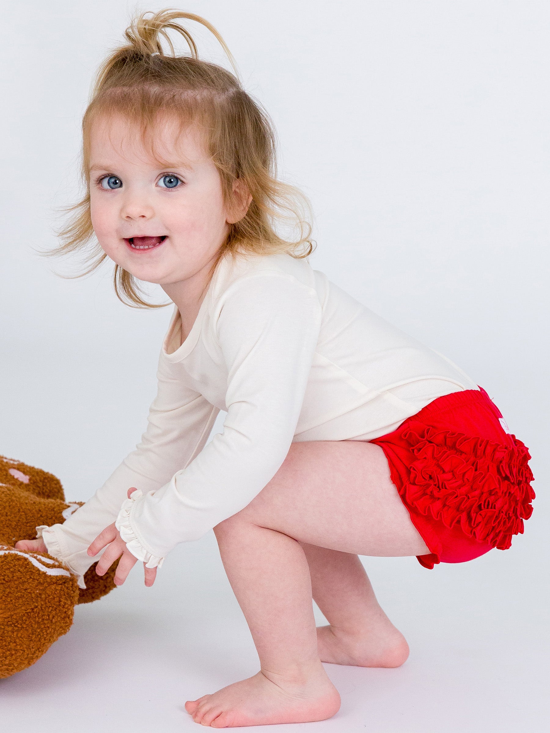 Cotton Long Ruffle Sleeve Onesie - Online Only