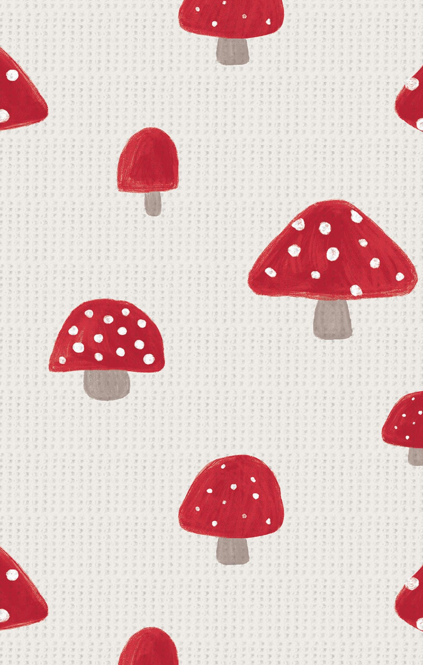 waffle knit onesie with red mushrooms