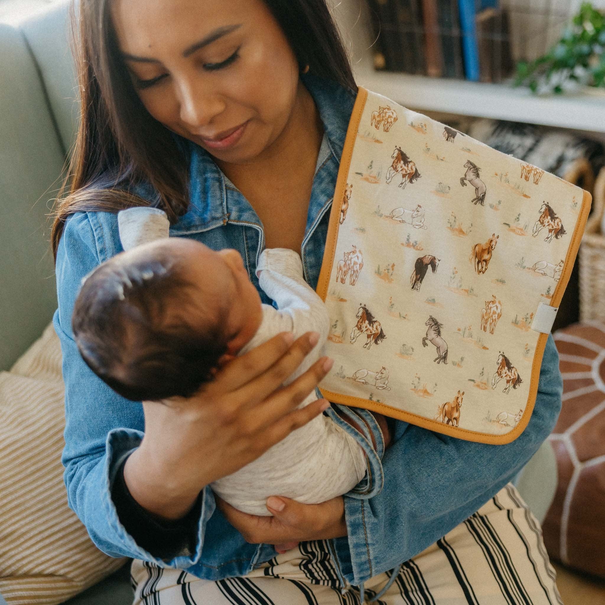 wild horses printed burp cloth