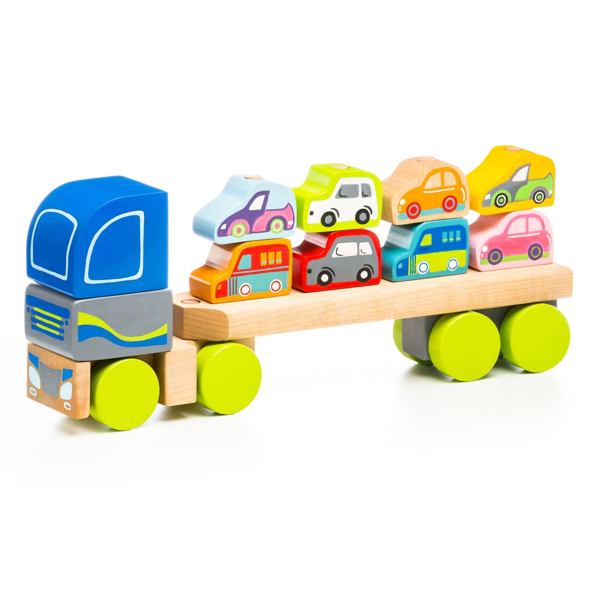 wood truck stacking cars toy