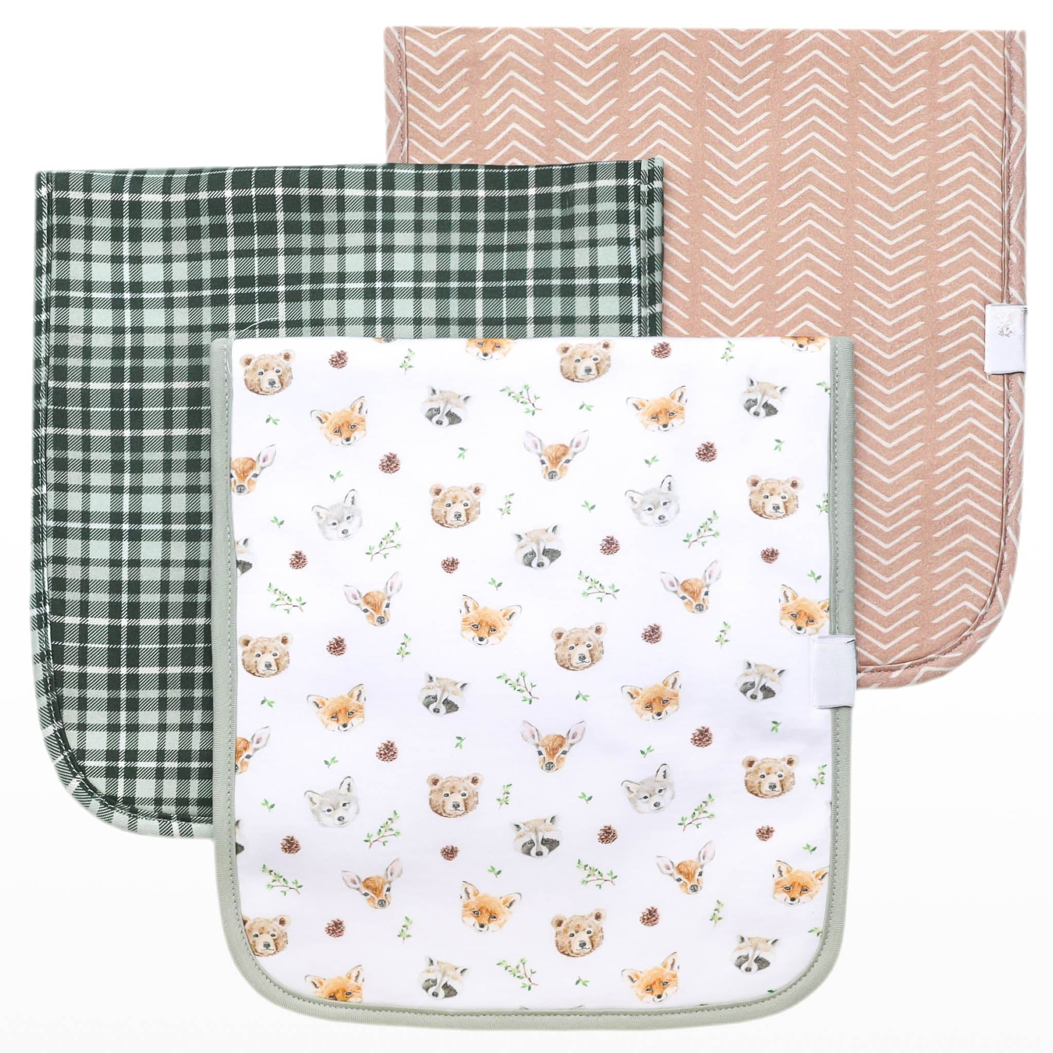 woodland animals burp cloth set
