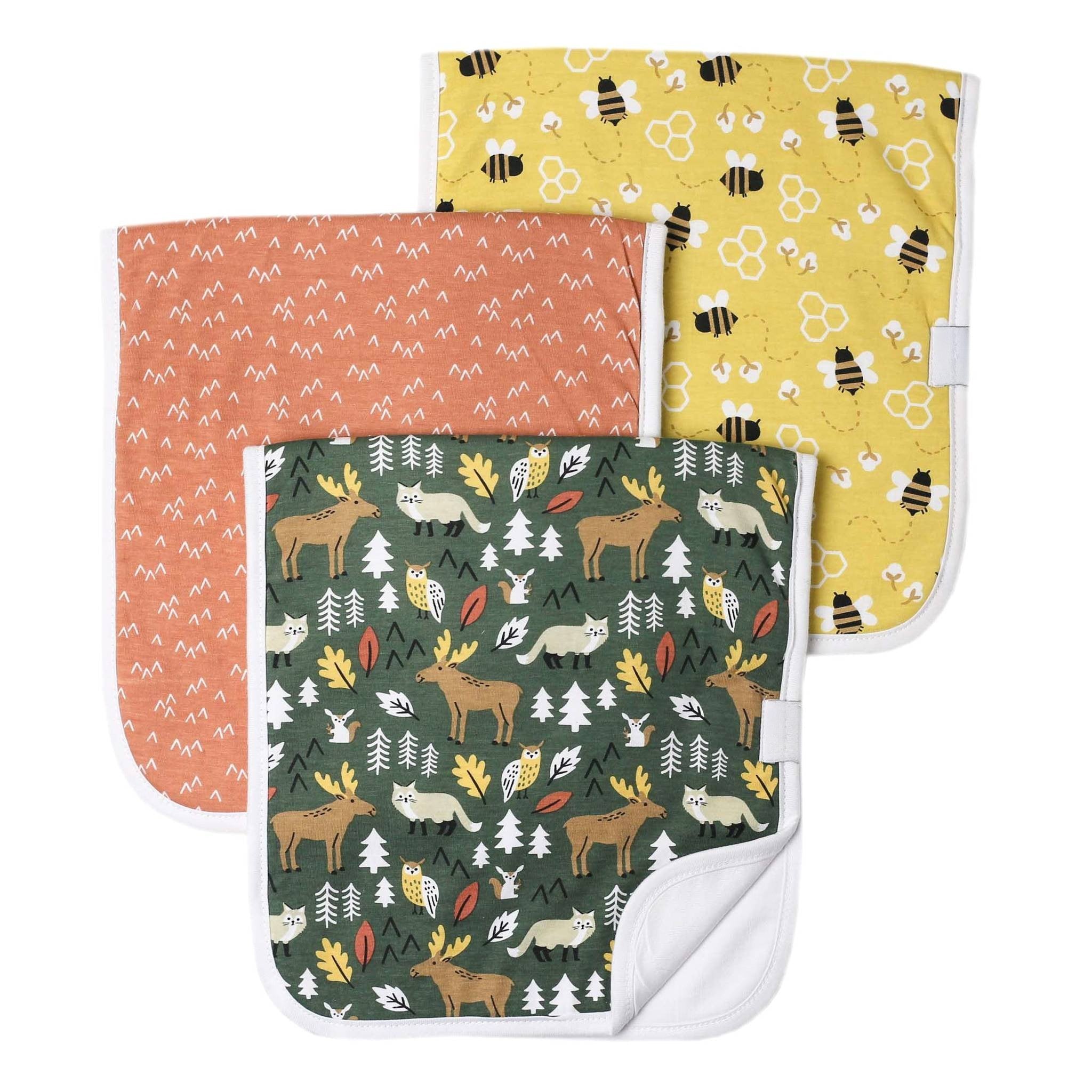 woodland themed burp cloth set