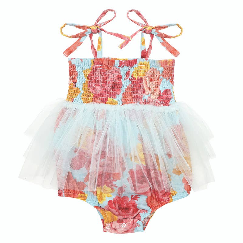 Rose Floral Tutu Bubble Romper