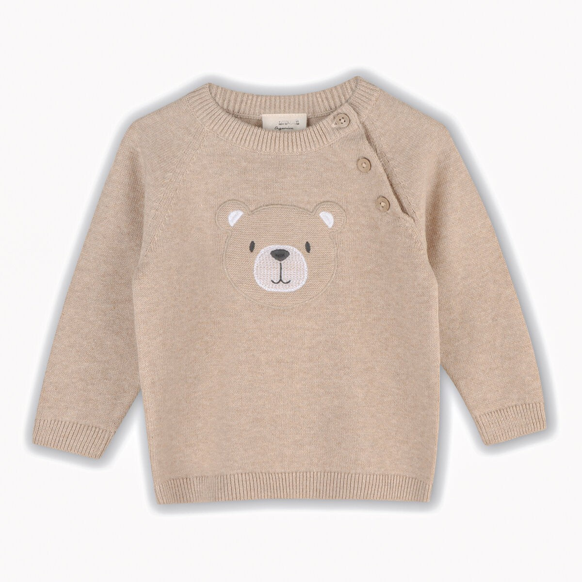 Teddy Bear Applique Raglan Baby Sweater