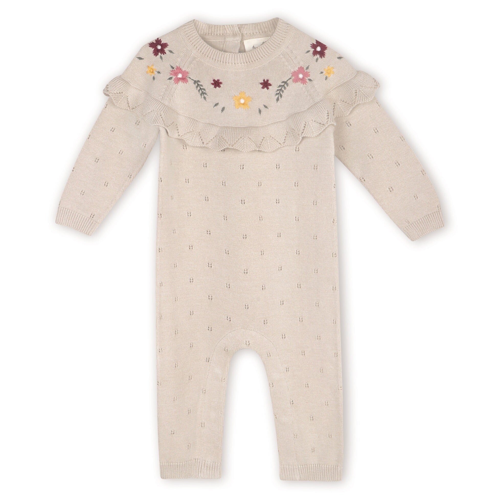 Floral Embroidered & Pointelle Baby Romper