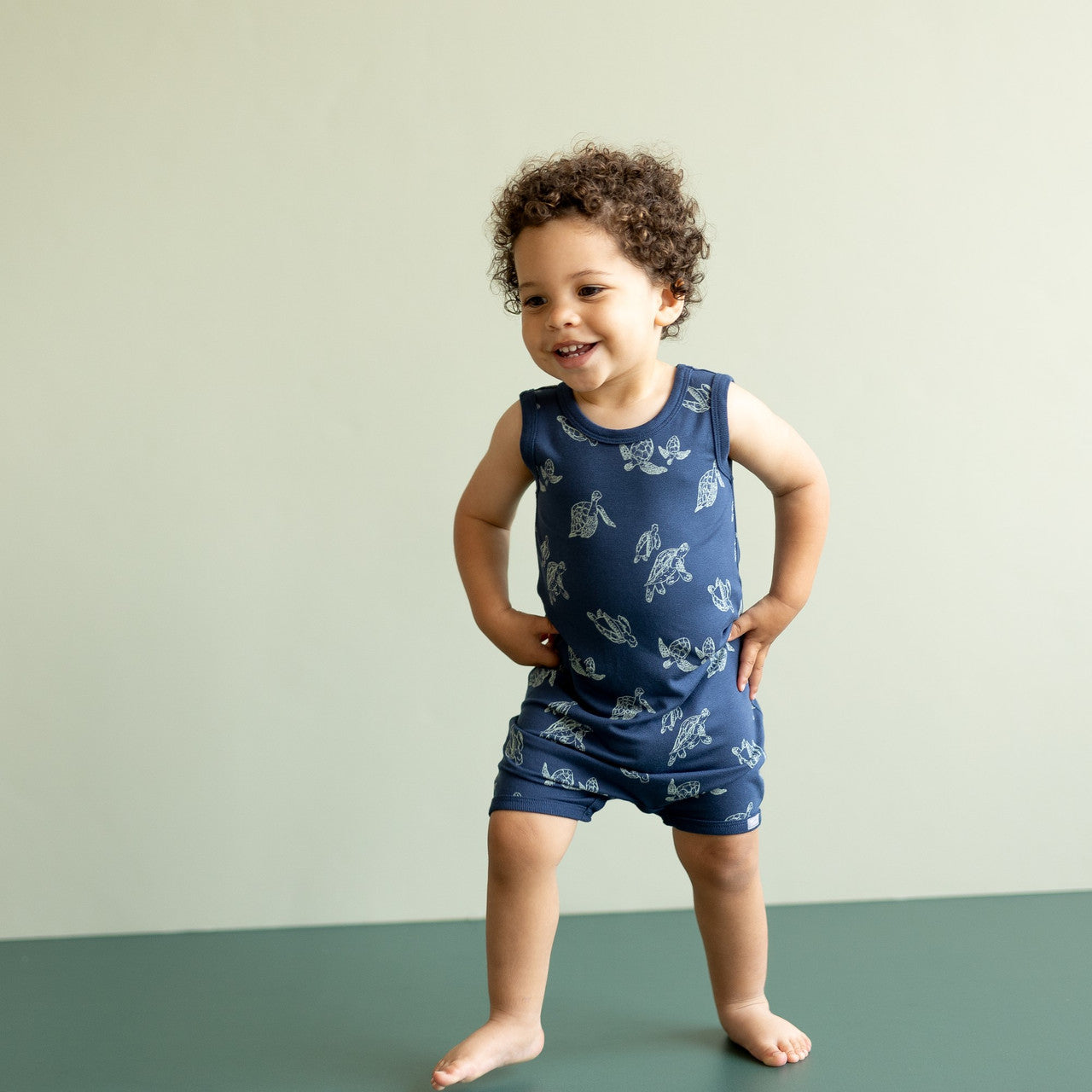 Cotton-Modal Turtle Romper - Online Only