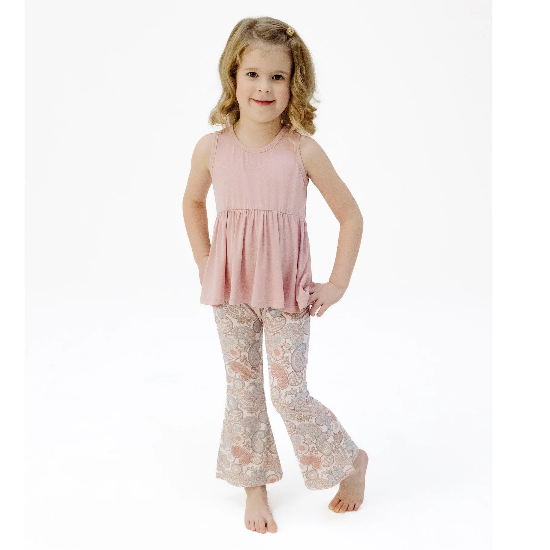 Pink Paisley Bell Bottom Two Piece Set