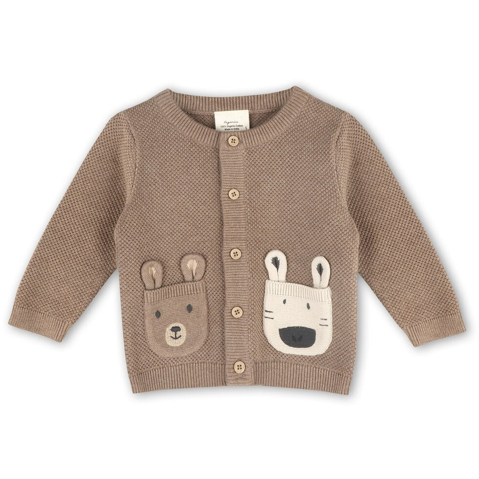 Gender Neutral Animal Pocket Baby Cardigan