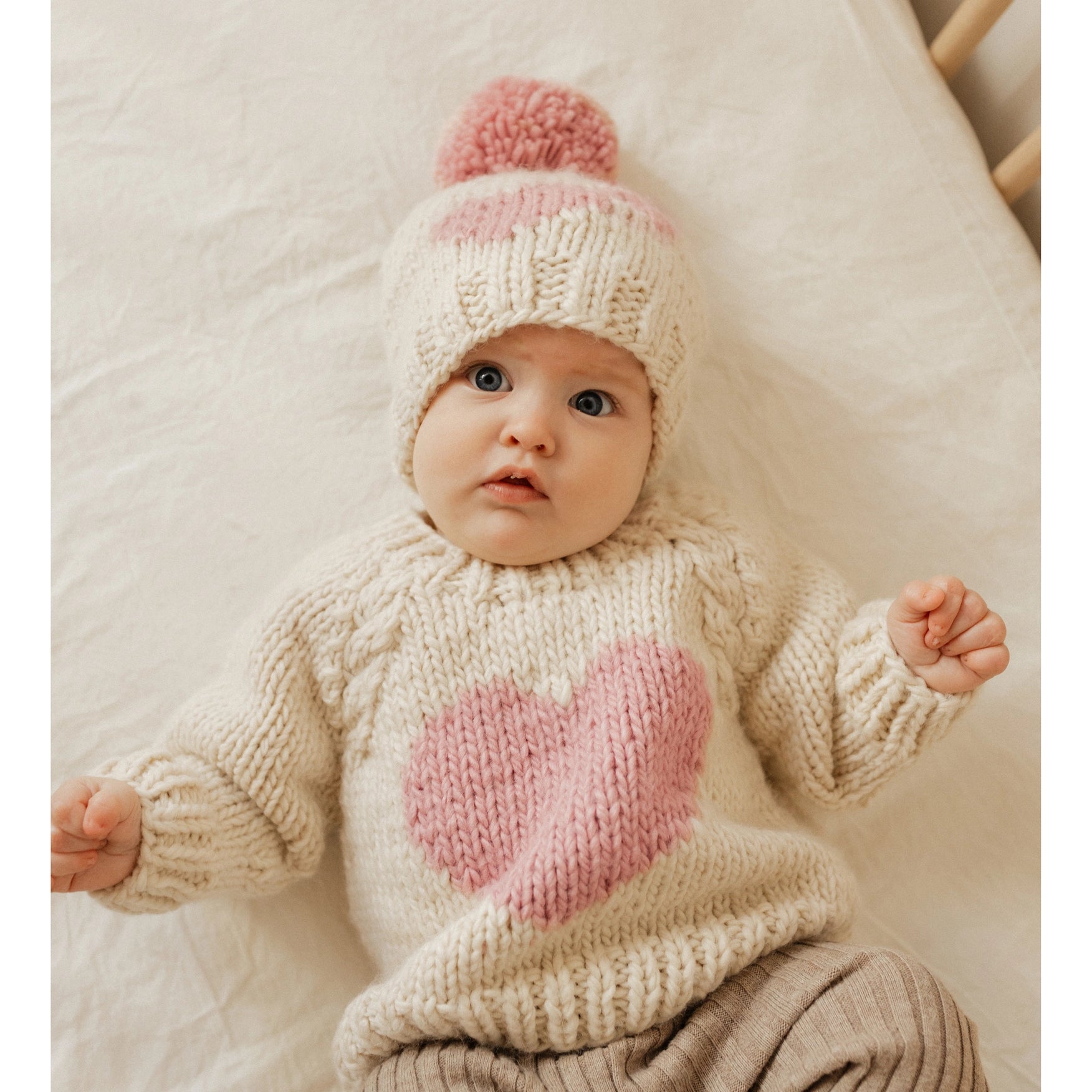 Pink Heart Knit Sweater