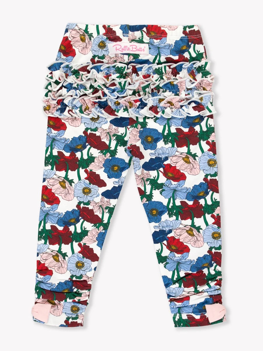 Girls Flower Printed Ruffle Pants