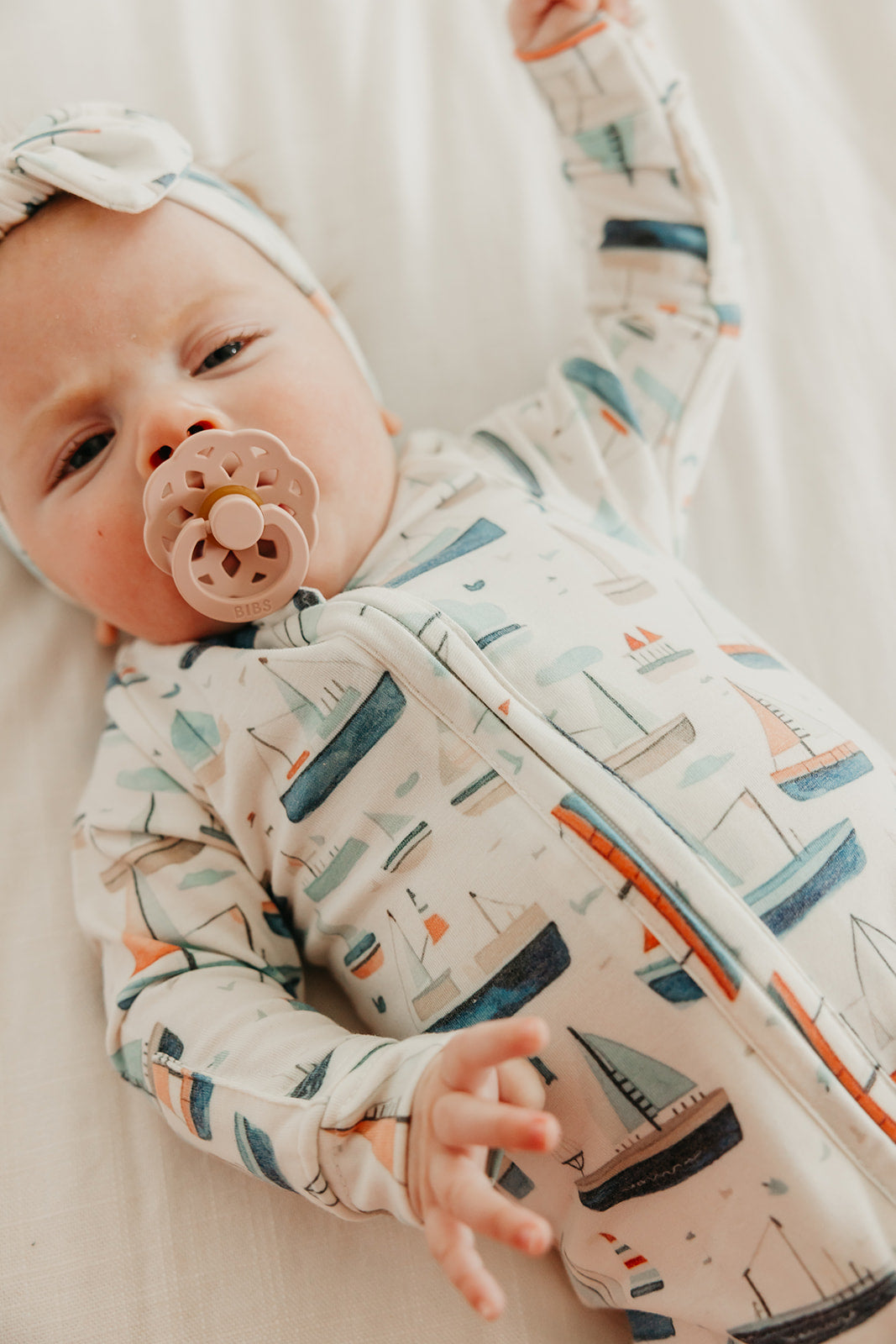 Gender Neutral Sailboat 2 Way Zipper Pajama