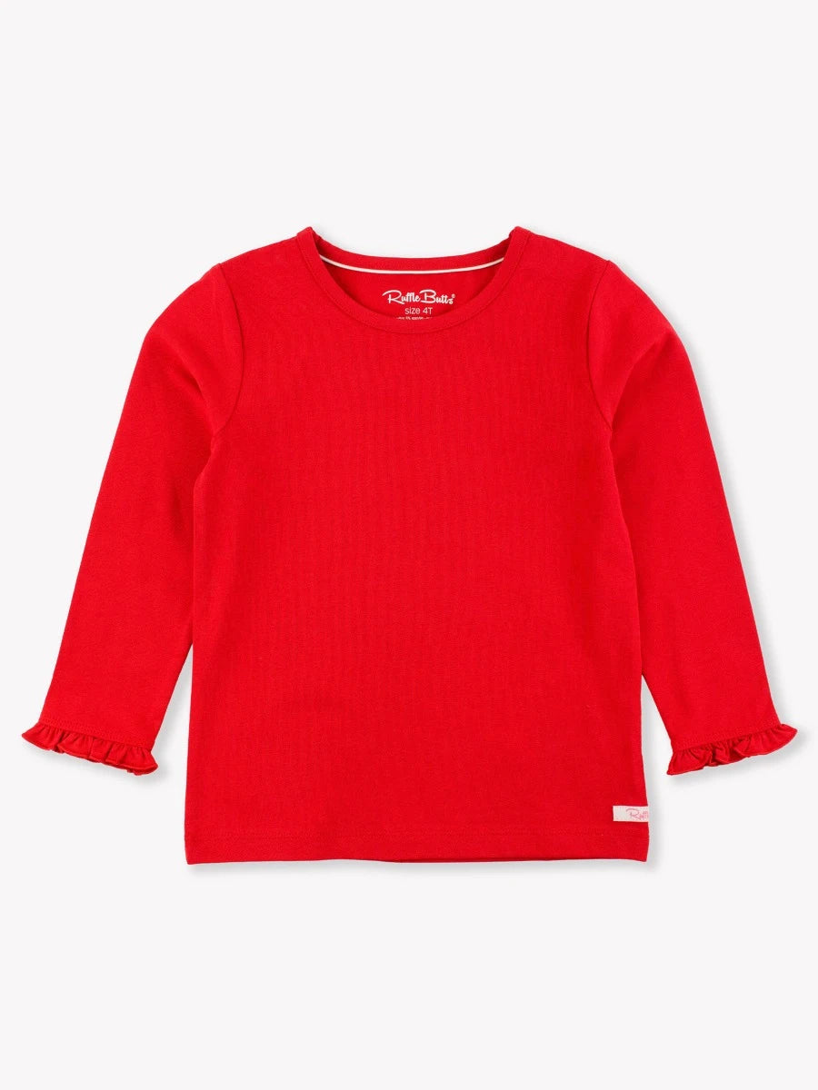 Girls Red Ruffle Long Sleeve