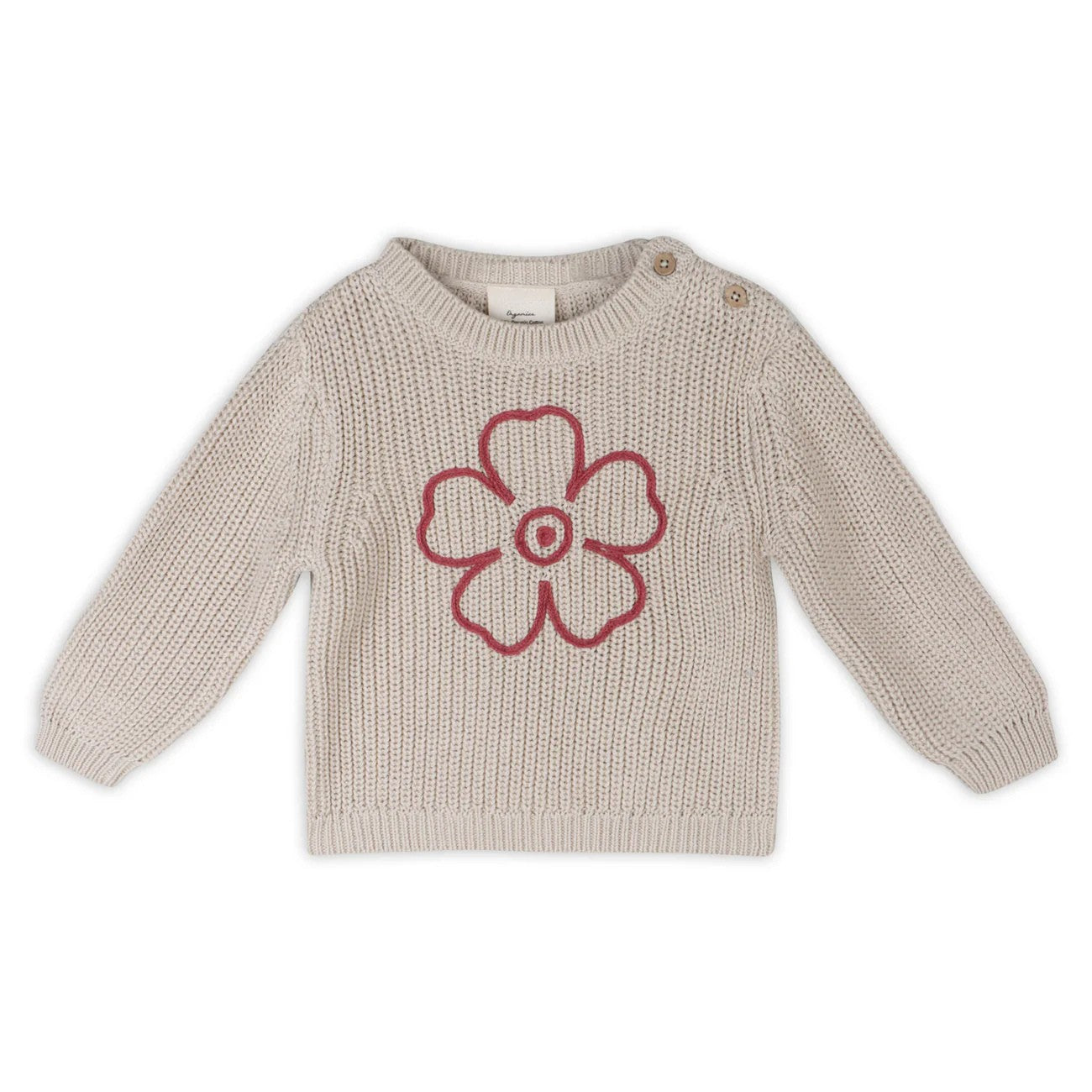 Girls pink flower embroidered sweater