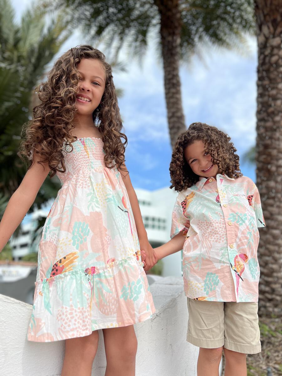 Kid's Matching Tropical Print Outfits