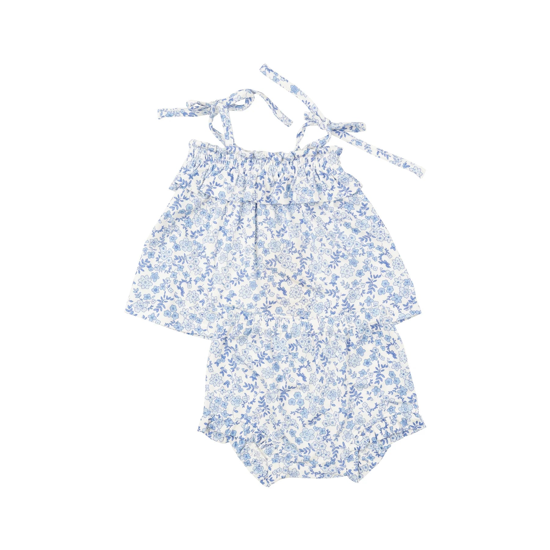 Light Blue Floral Baby Top And Bloomer Set