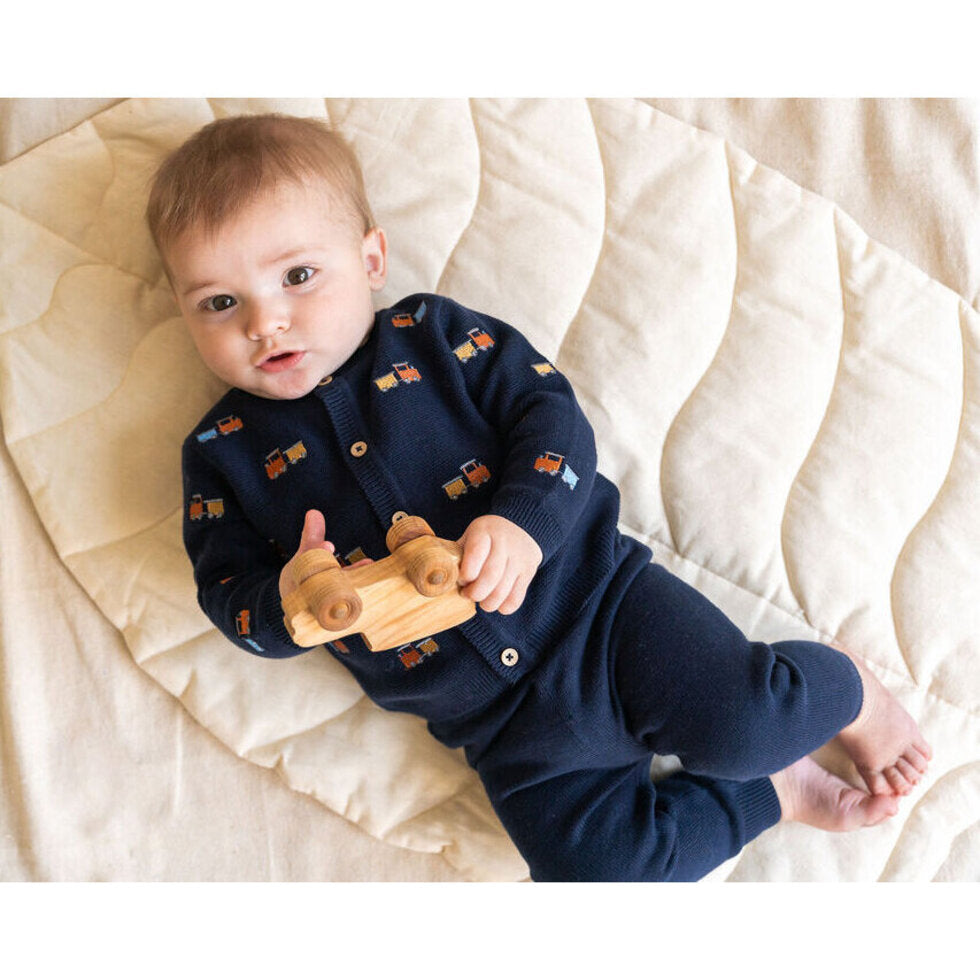 Navy train baby boy cardigan