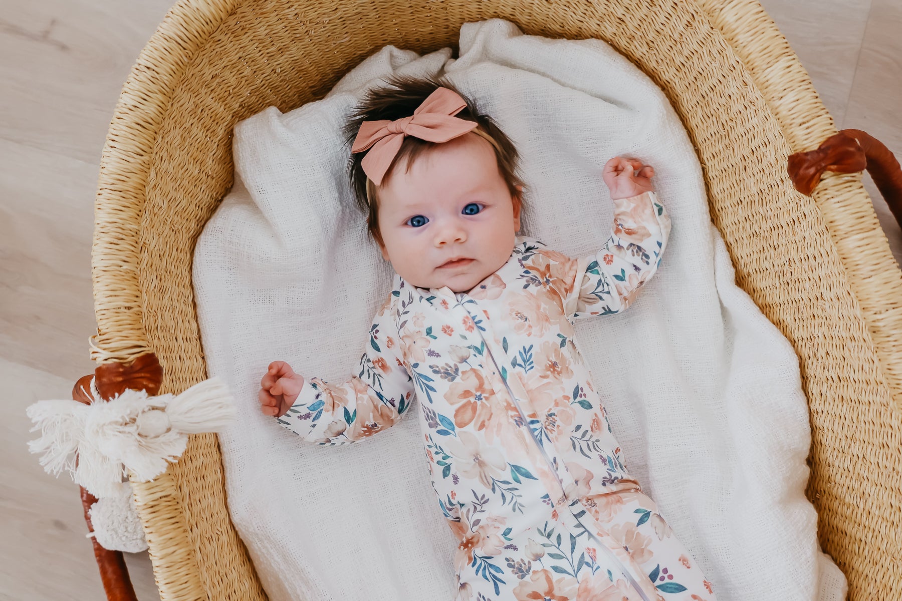 Neutral Floral Baby Footie Pajama