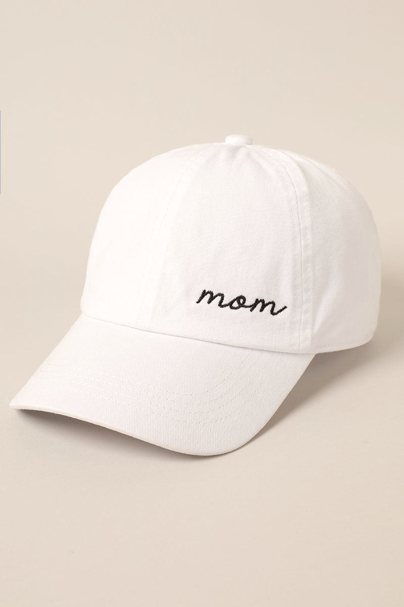 Side profile of white mom hat